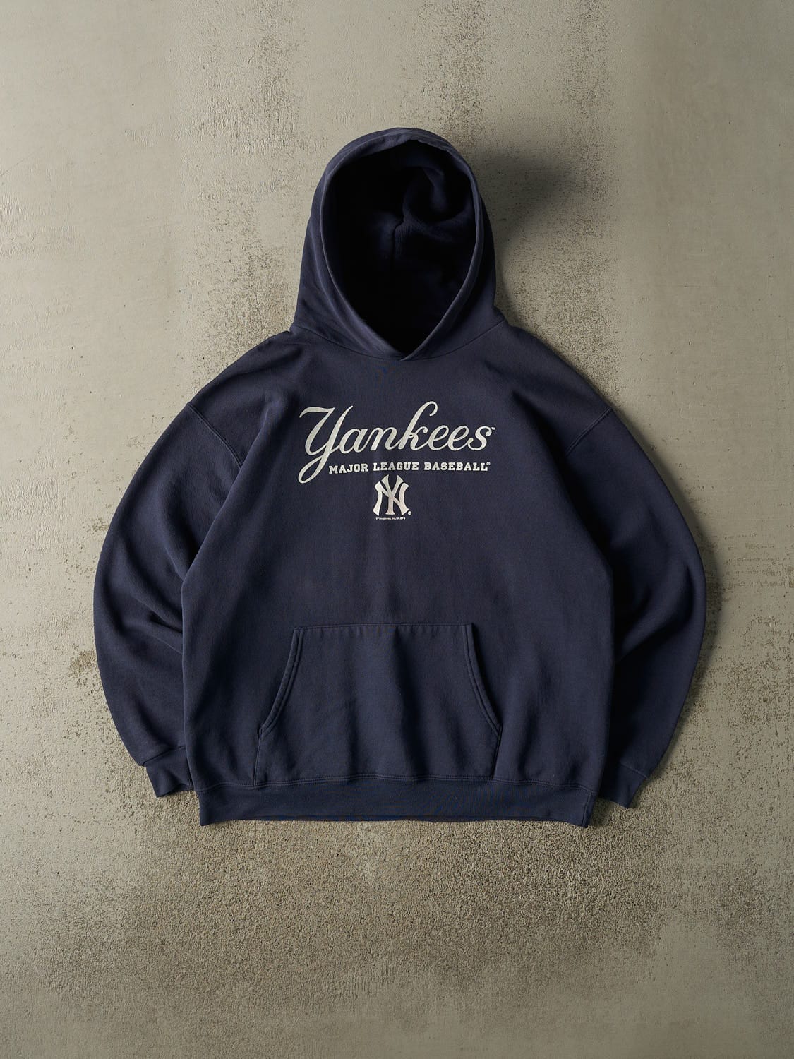 Vintage 90s Navy Blue New York Yankees Hoodie (L/XL)