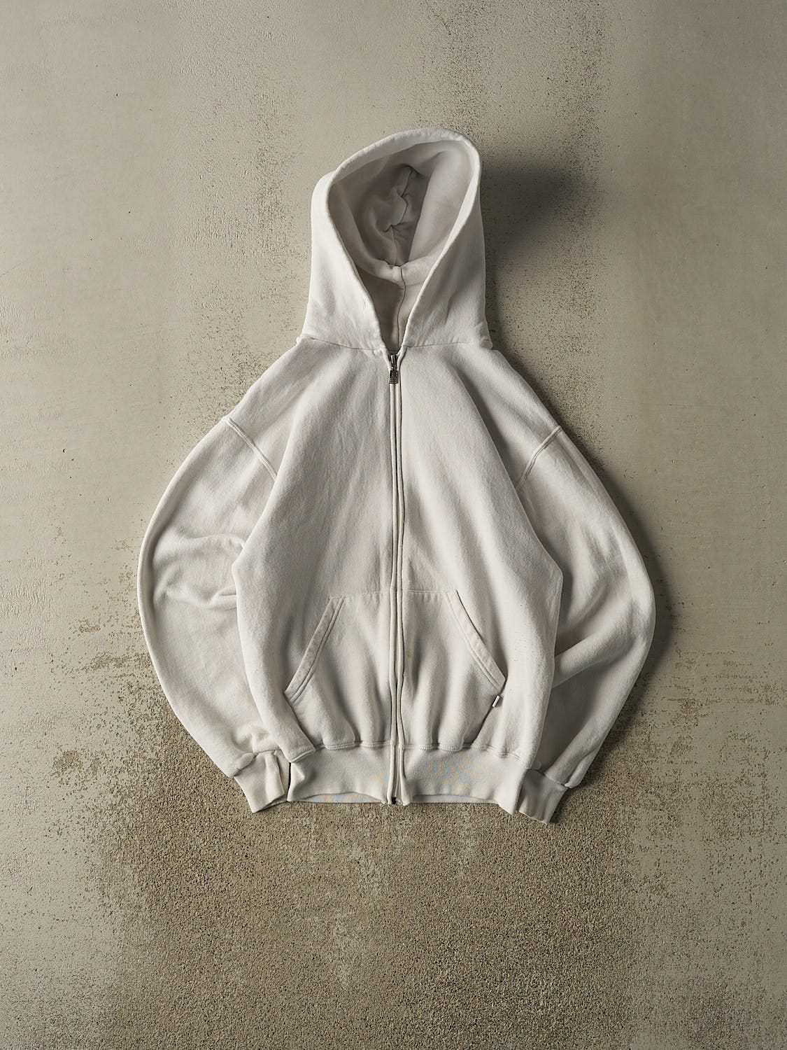 Vintage 90s White Russell Athletic Blank Zip Up Hoodie (S/M)