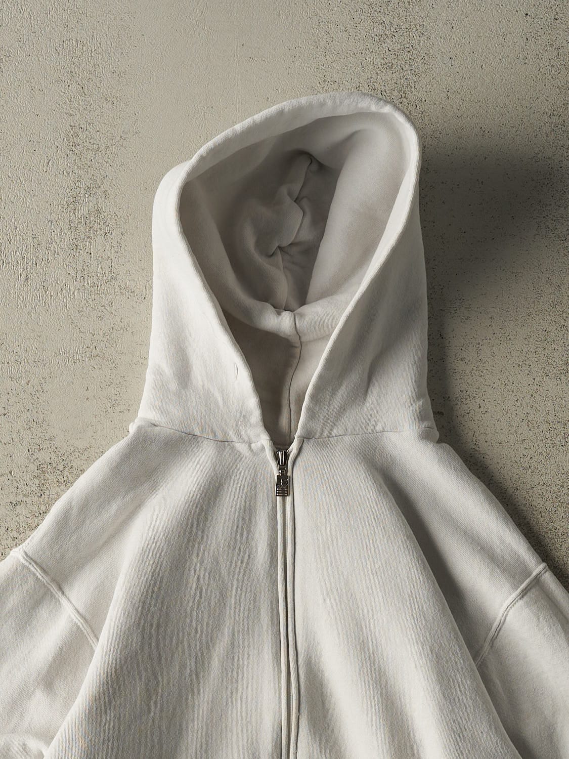 Vintage 90s White Russell Athletic Blank Zip Up Hoodie (S/M)