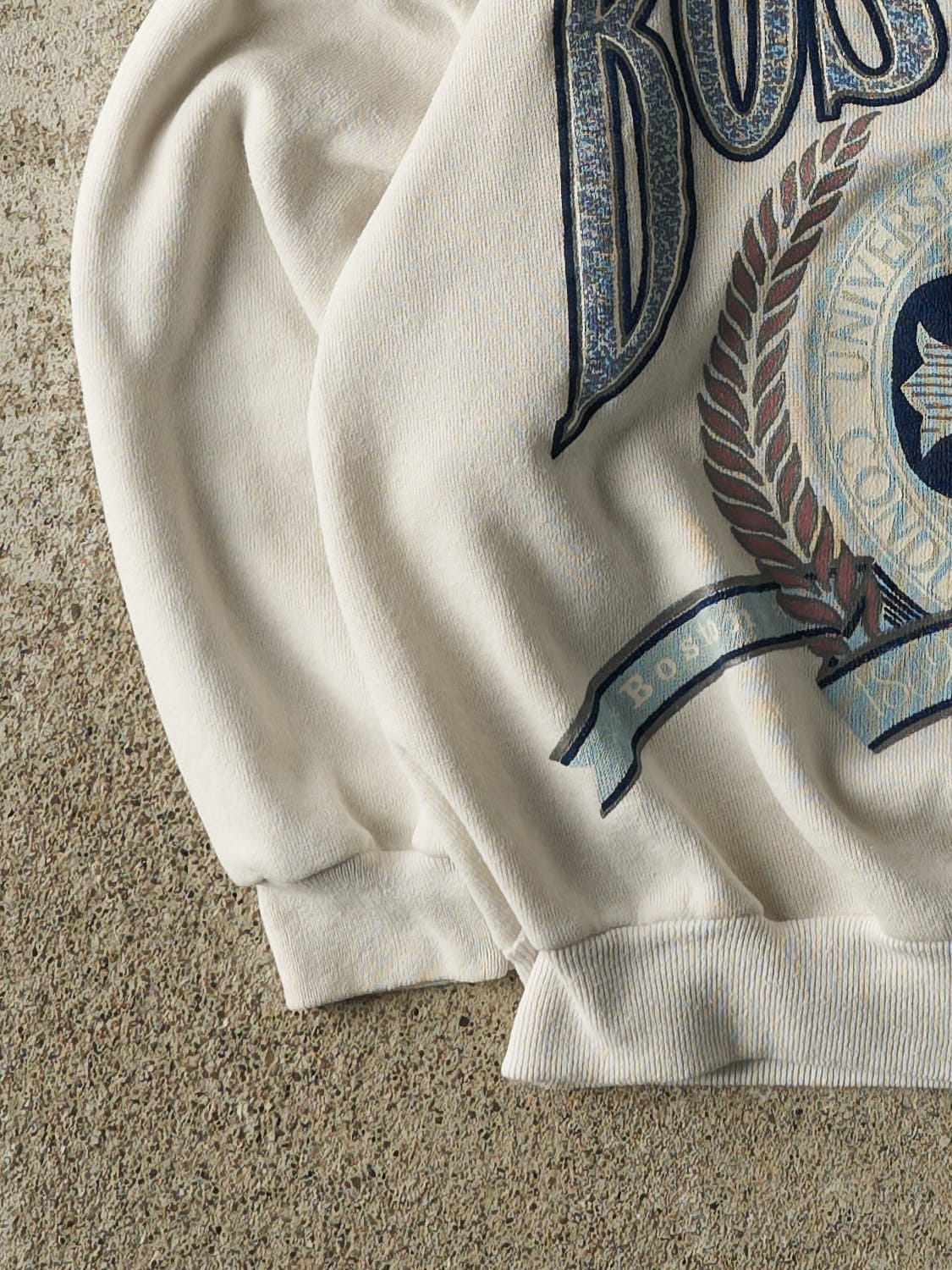 Vintage 80s White Boston University Alumni Crewneck (XXS/XS)