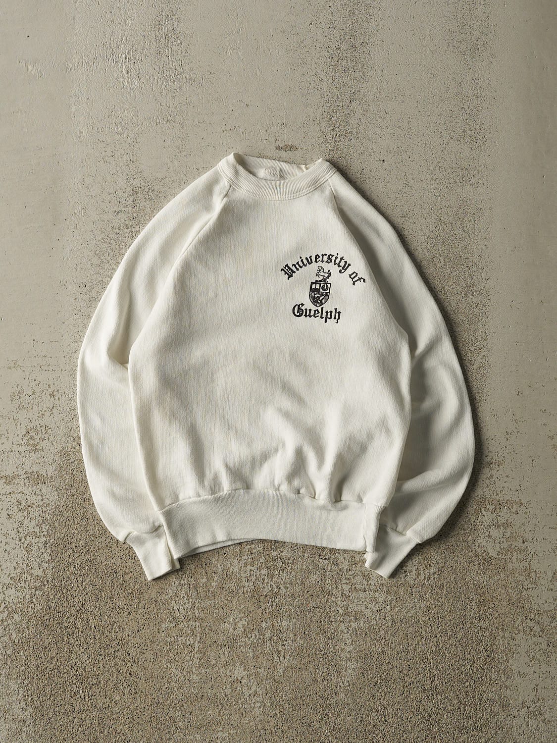 Vintage 80s White University of Guelph Crewneck (XXS/XS)