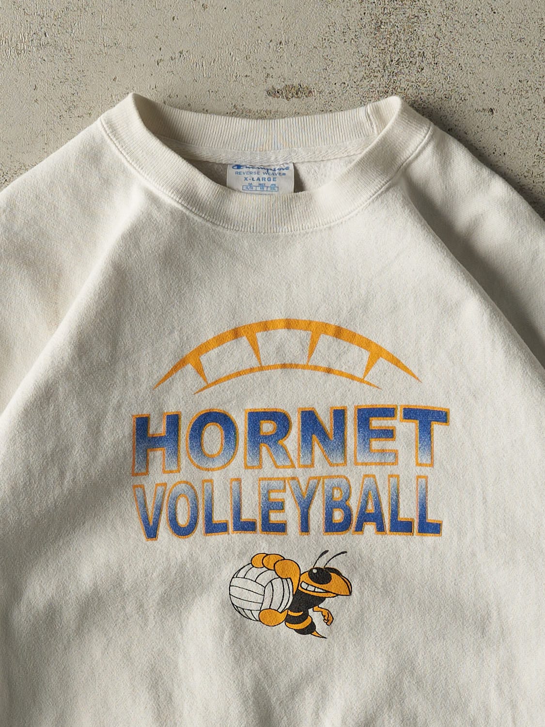 Vintage Y2K White Champion Reverse Weave Hornet Volleyball Crewneck (XL)