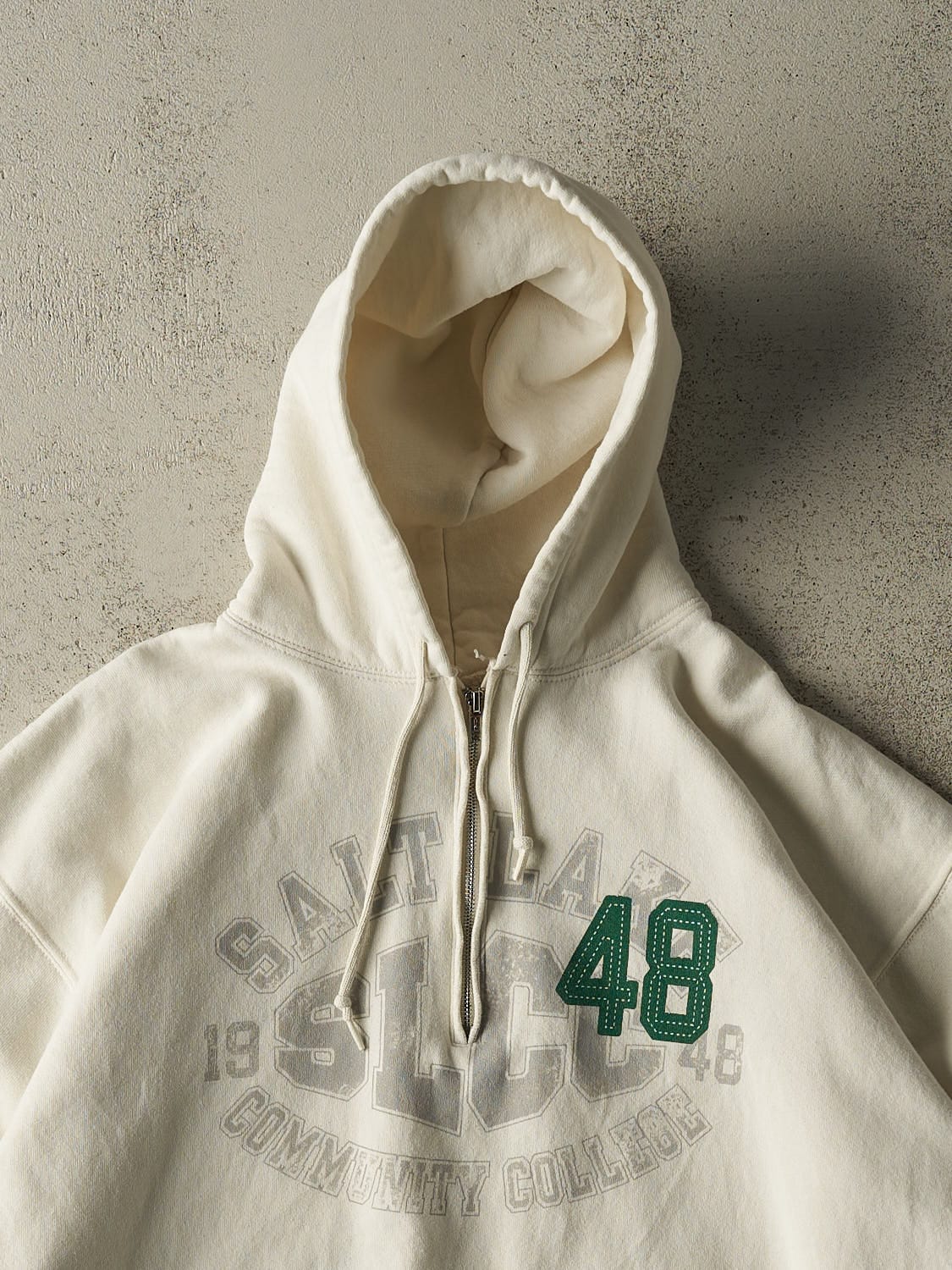 Vintage Y2K Beige Russell Athletic Quarter Zip Hoodie (M/L)