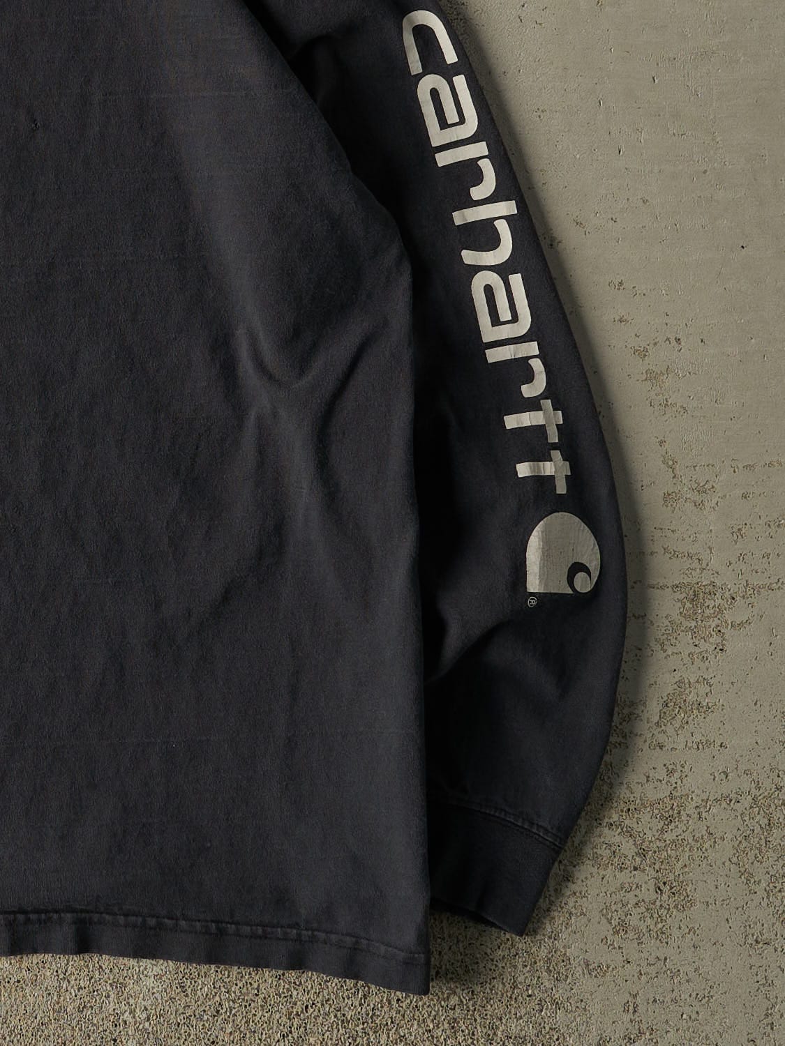 Vintage Y2K Faded Black Carhartt Long Sleeve (L/XL)