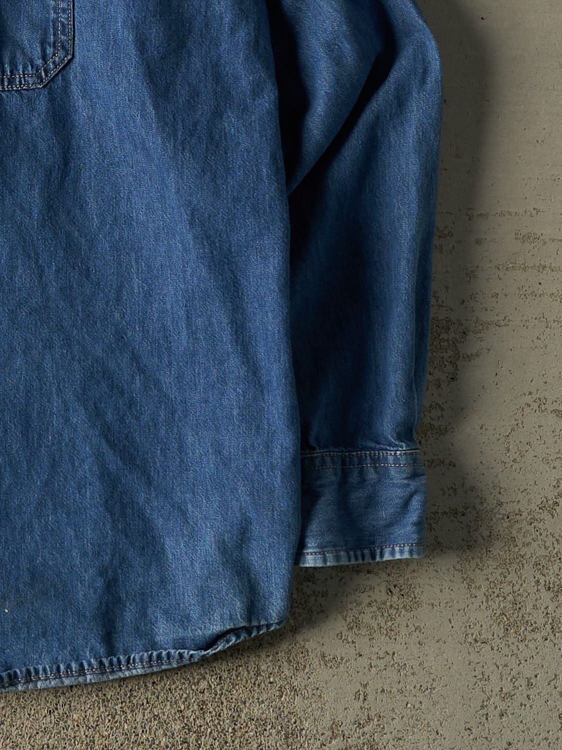 Vintage 90s Mid Wash Dickies Denim Button Up Long Sleeve (XL/XXL)