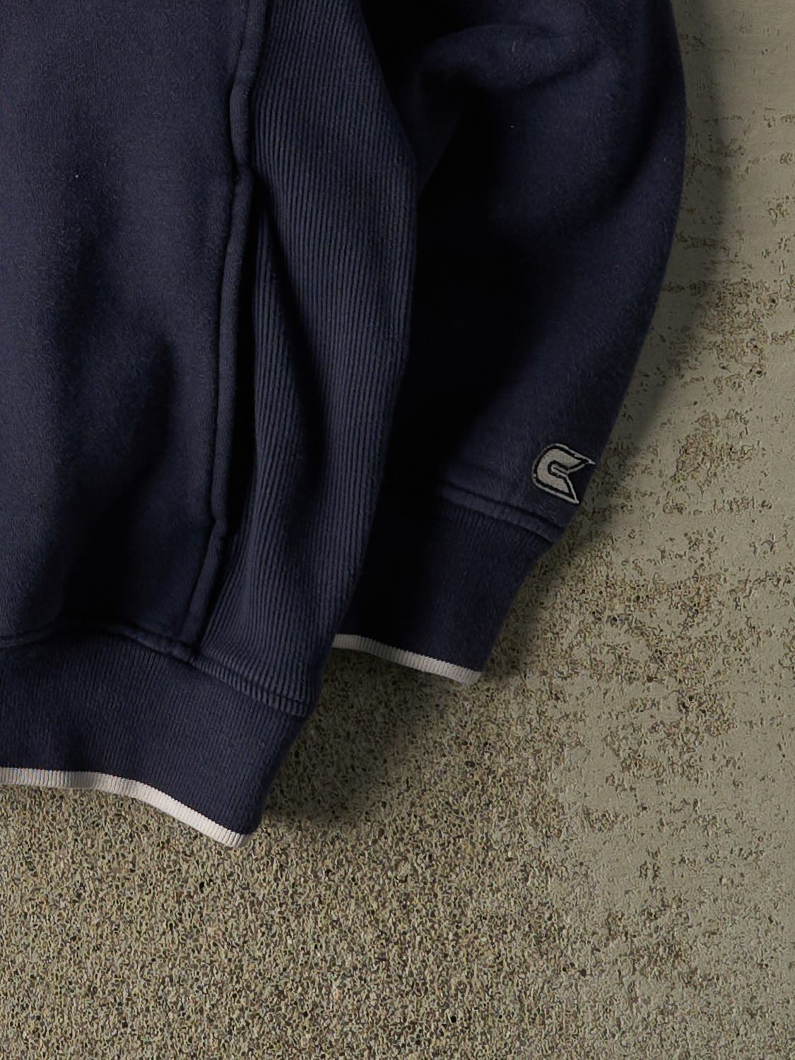 Vintage Y2K Navy Blue New York Embroidered Quarter Zip Sweater (M)