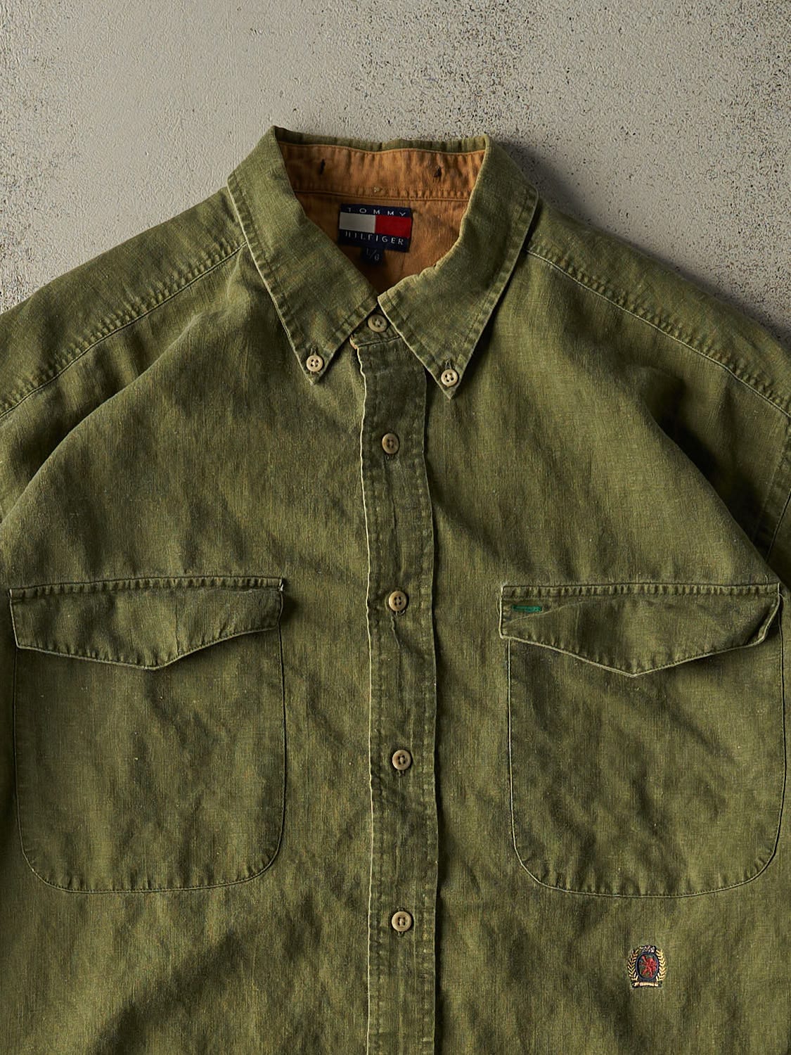 Vintage 90s Green Tommy Hilfiger Button Up Long Sleeve (XXL/XXXL)