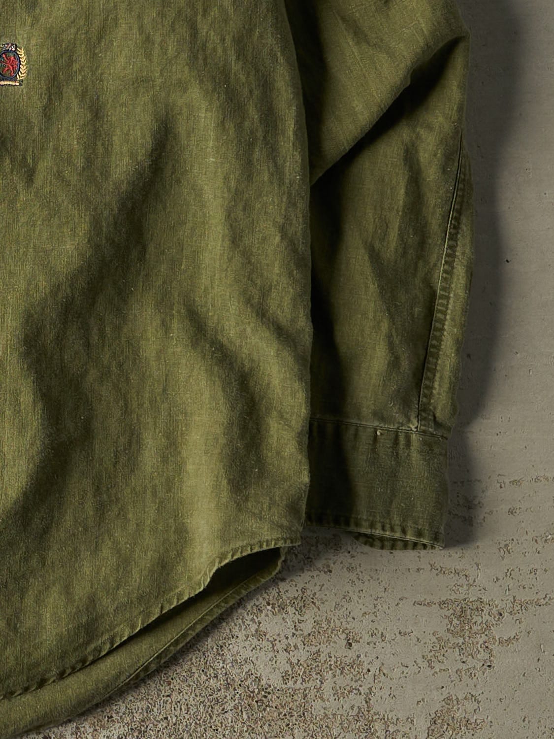 Vintage 90s Green Tommy Hilfiger Button Up Long Sleeve (XXL/XXXL)