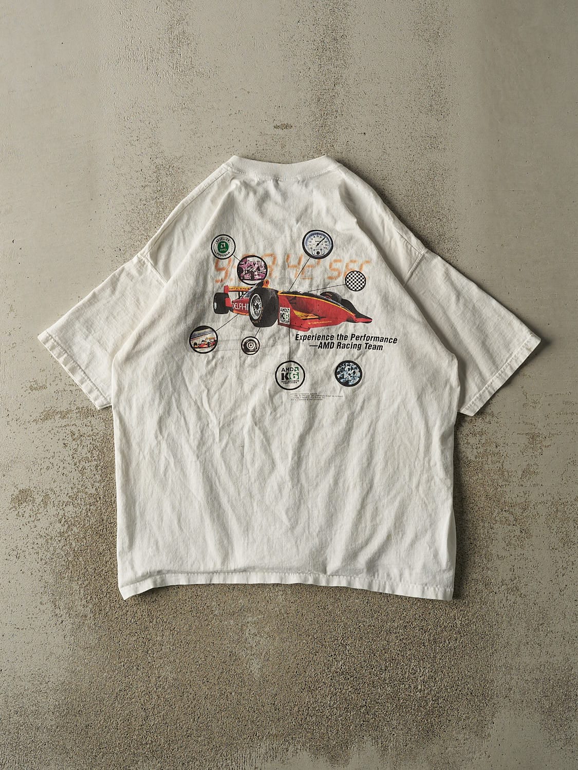 Vintage 90s White AMD Racing Team Tee (L/XL)
