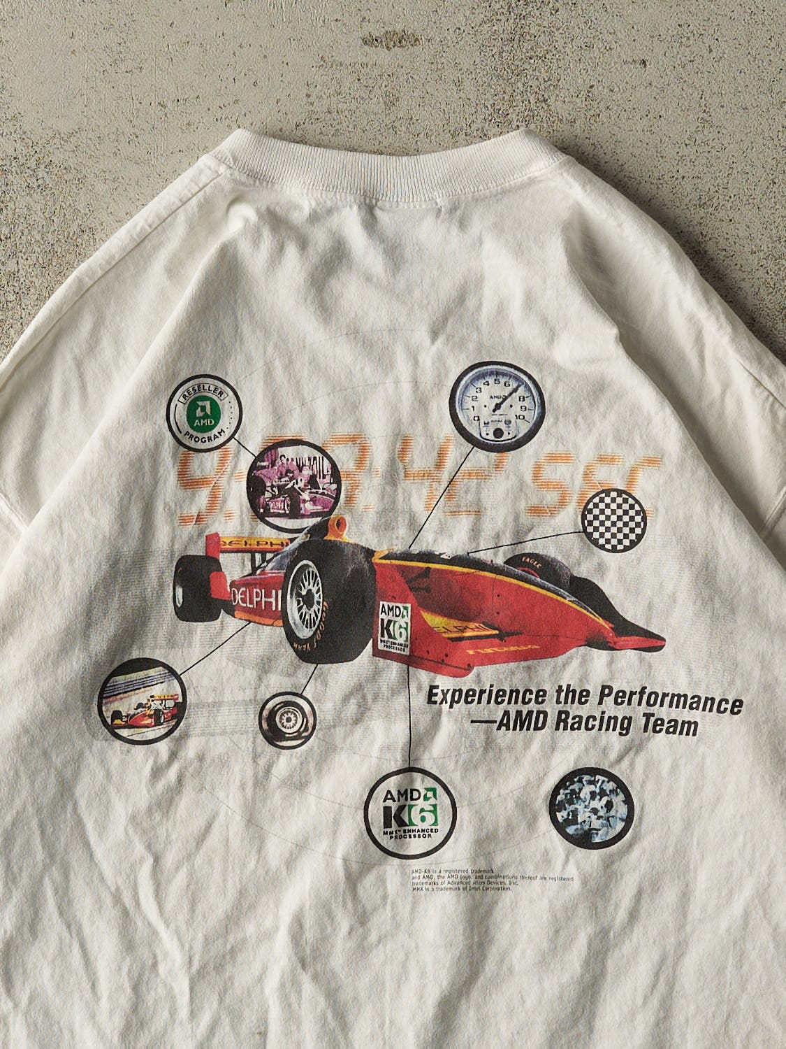 Vintage 90s White AMD Racing Team Tee (L/XL)