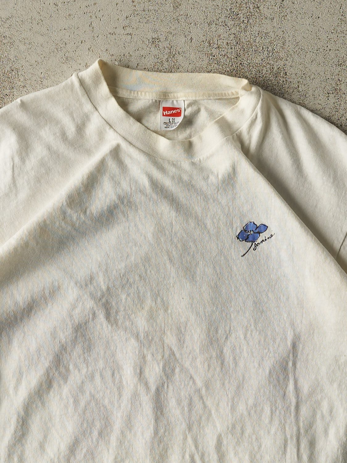 Vintage 80s White Floral Tee (S/M)