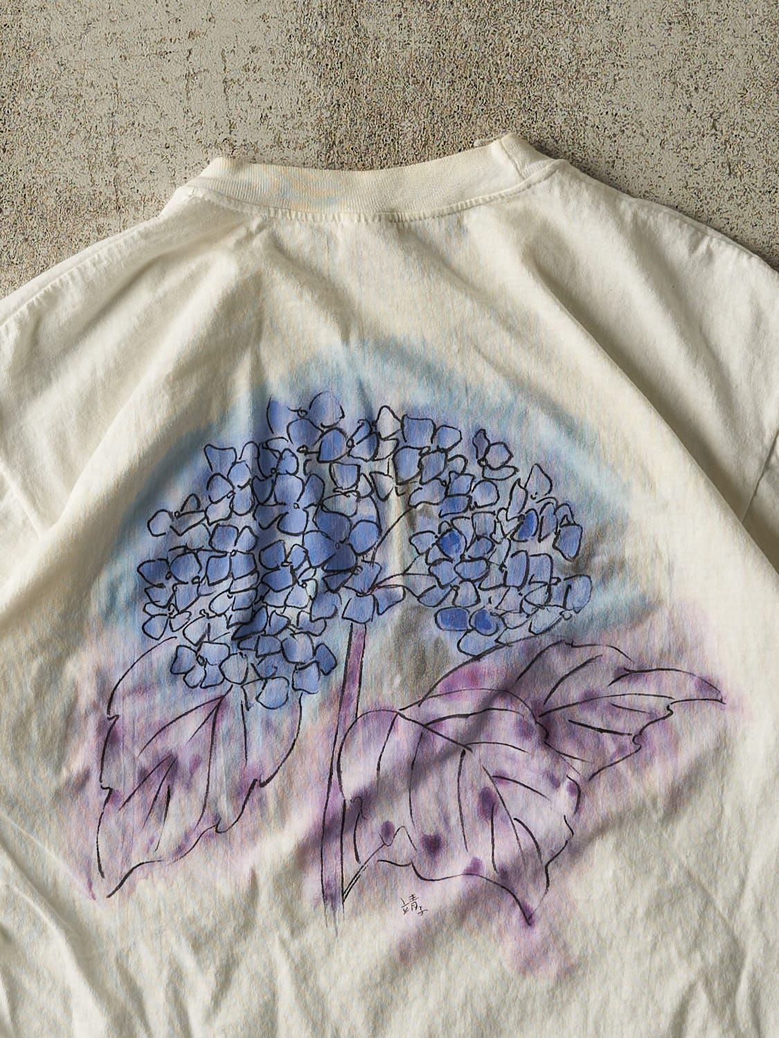 Vintage 80s White Floral Tee (S/M)