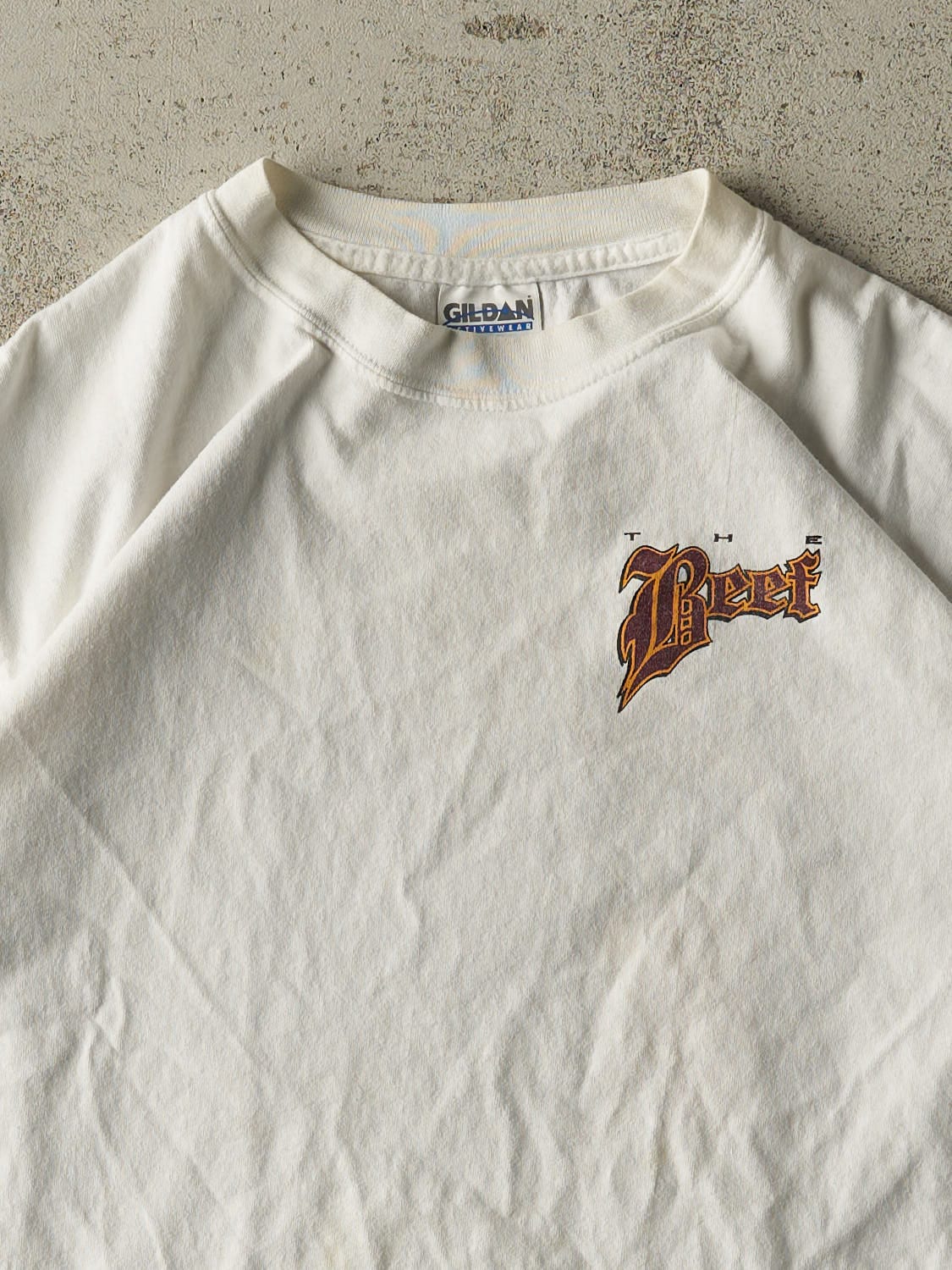 Vintage 90s White The Beef Tee (L)