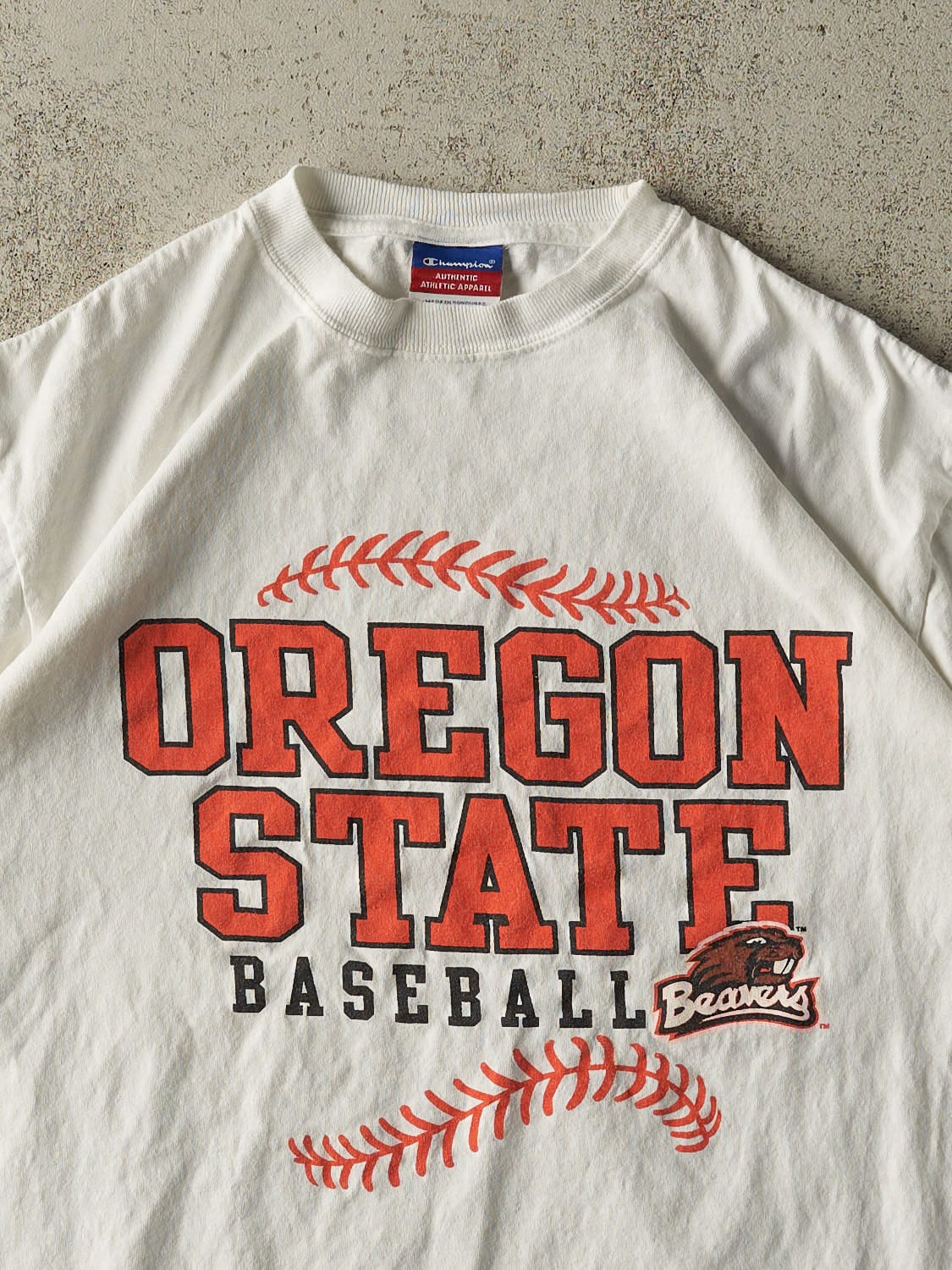 Vintage 90s White Champion Oregon State Baseball Tee (M)