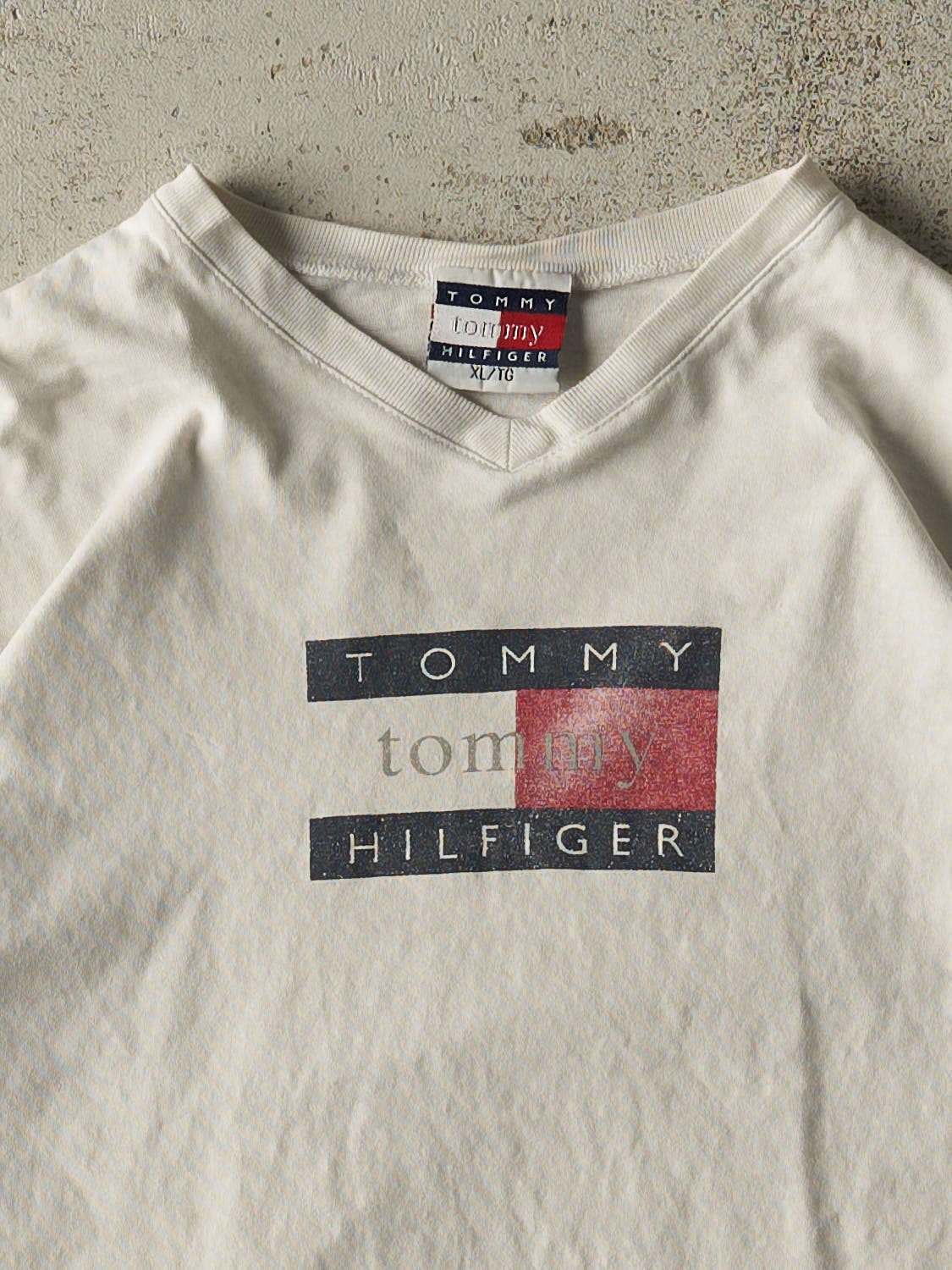 Vintage 90s White Tommy Hilfiger Long Sleeve (M)