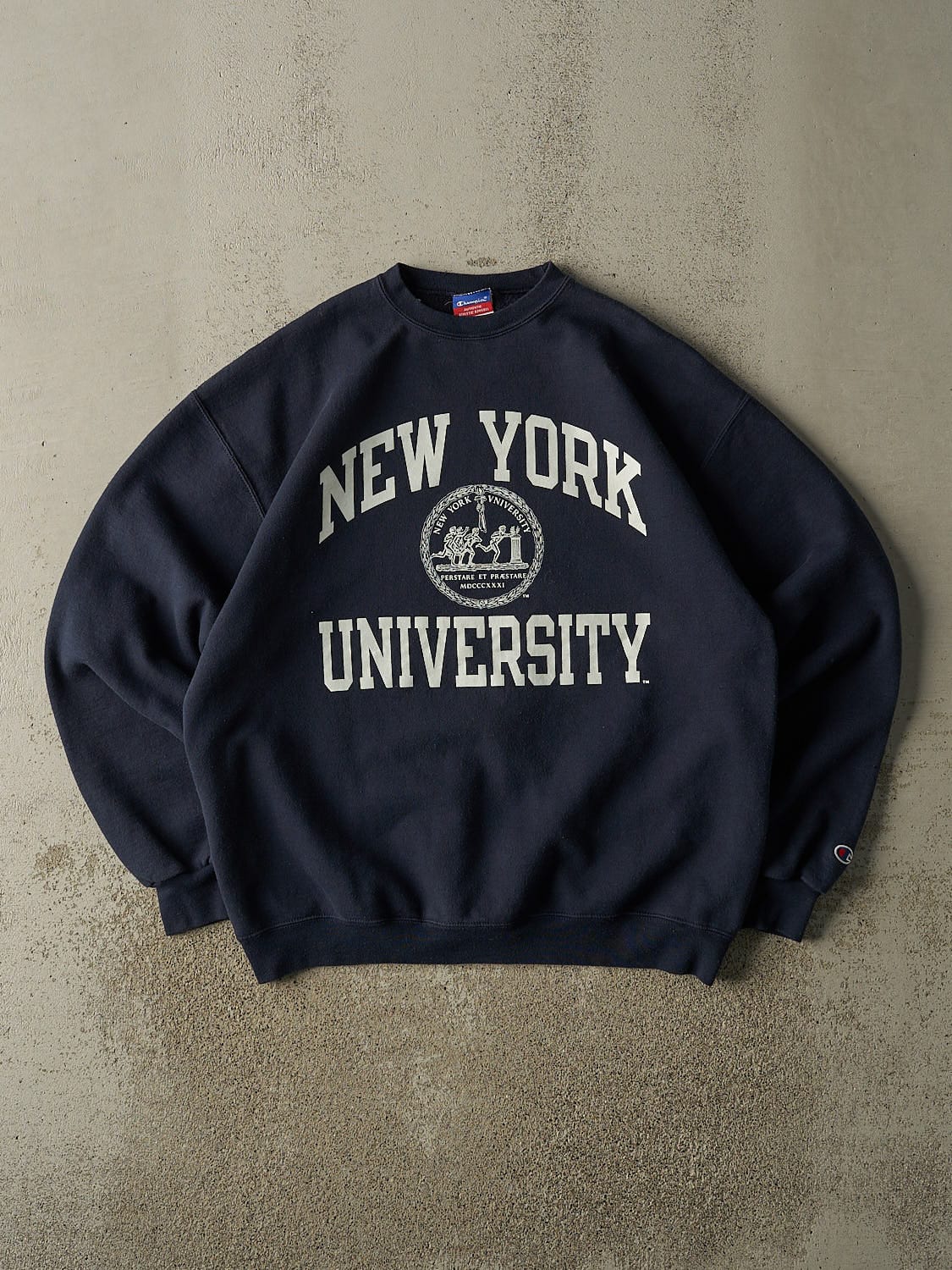 Vintage 90s Navy Blue Champion New York University Crewneck (XL)