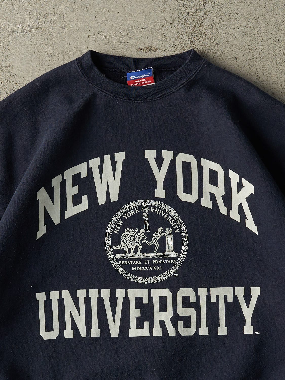 Vintage 90s Navy Blue Champion New York University Crewneck (XL)
