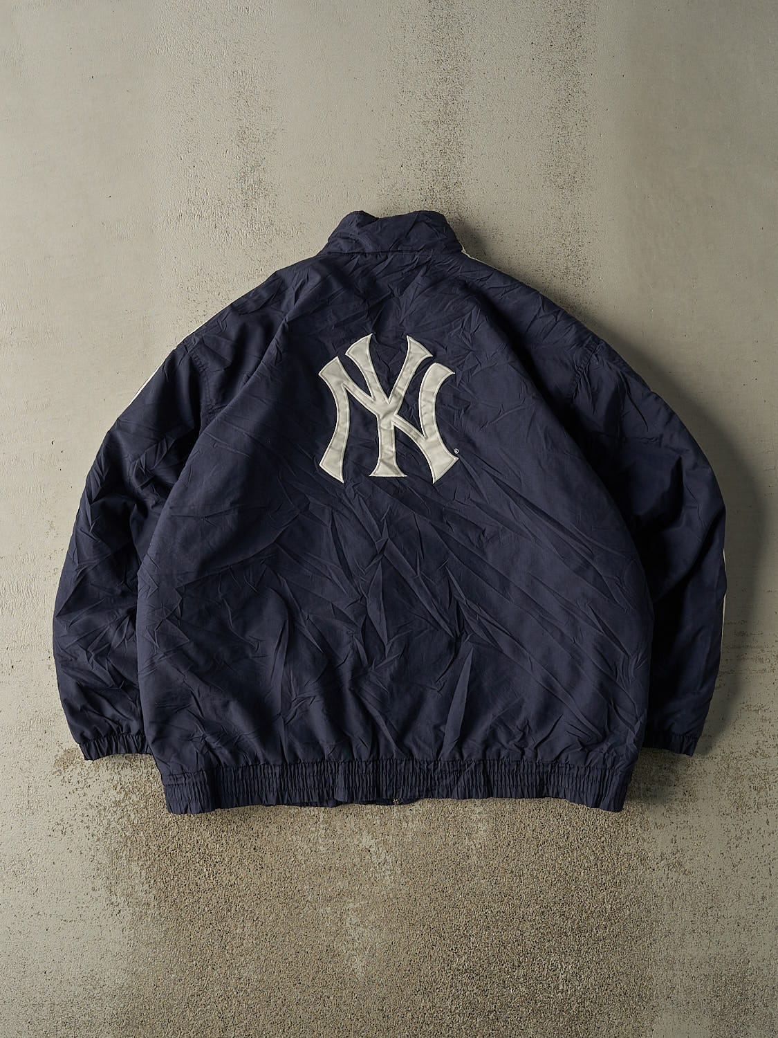 Vintage 90s Navy Blue New York Yankees Adidas Embroidered Windbreaker Jacket (XL/XXL)