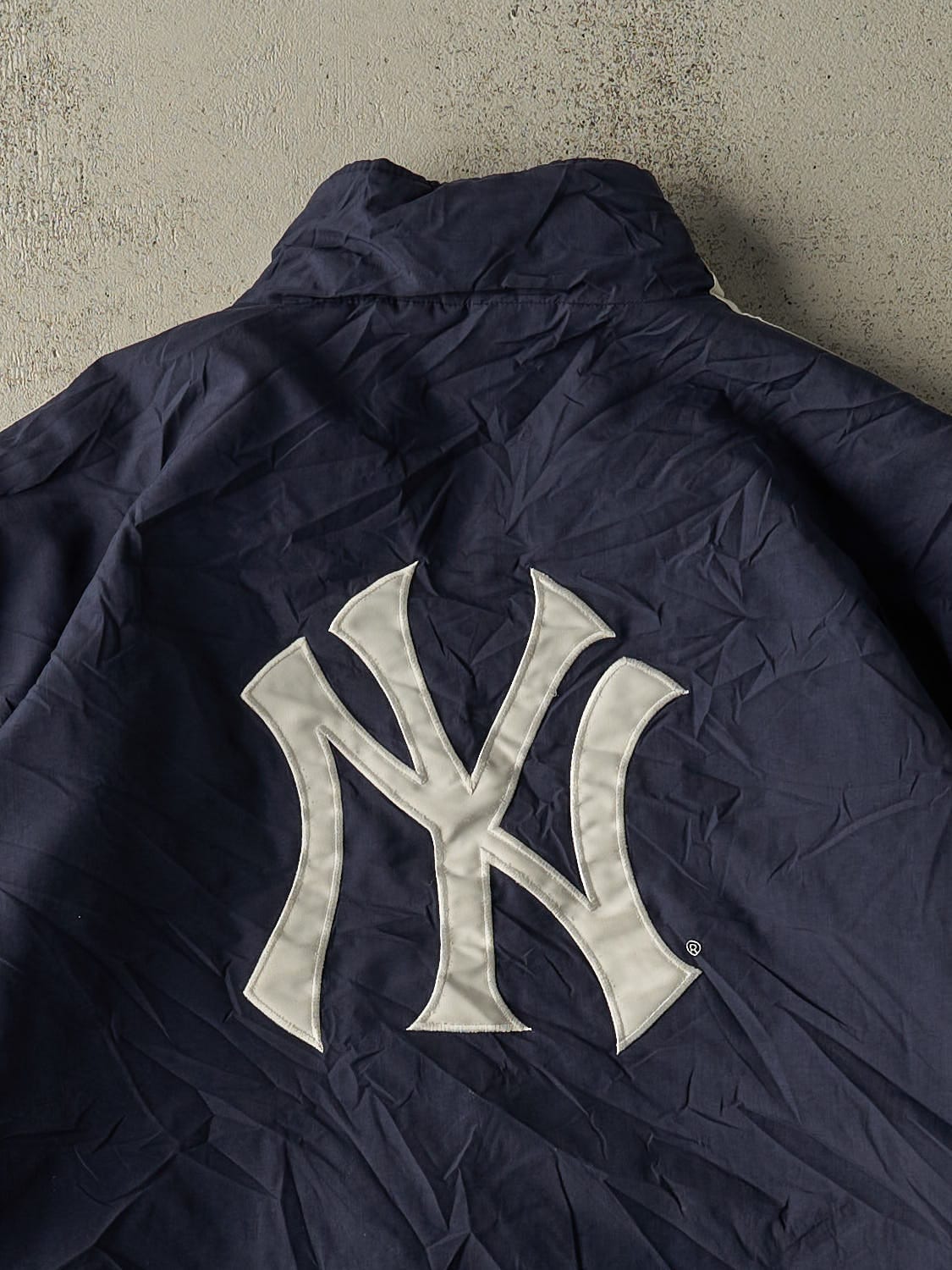 Vintage 90s Navy Blue New York Yankees Adidas Embroidered Windbreaker Jacket (XL/XXL)