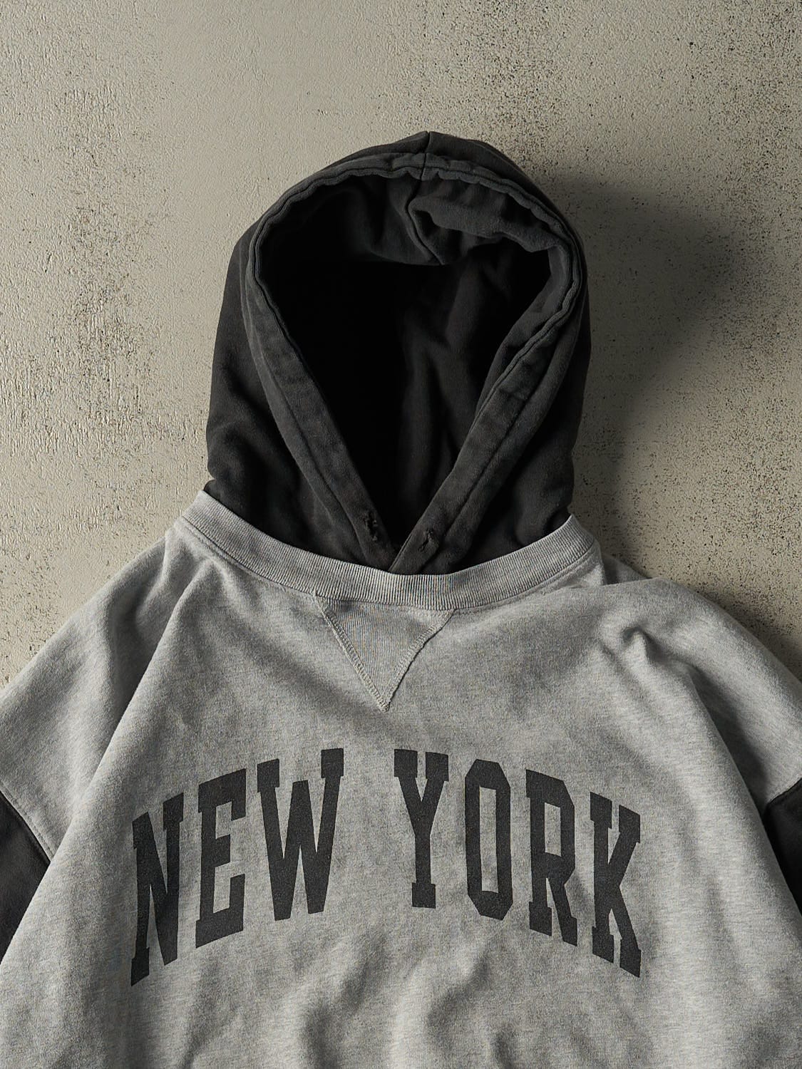Vintage 90s Heather Grey New York Two Tone Hoodie (XL)