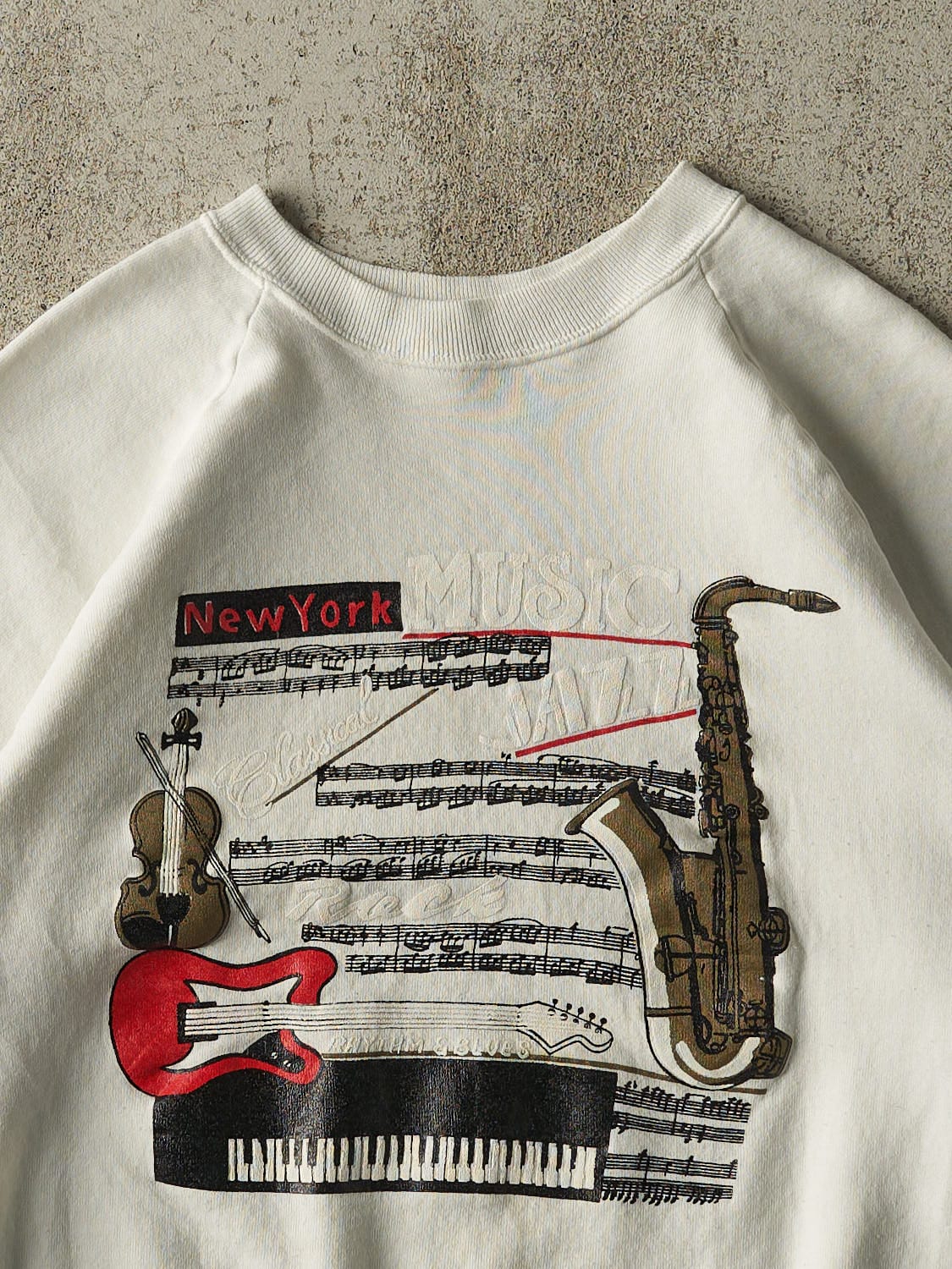 Vintage 80s White New York Jazz Crewneck (S)