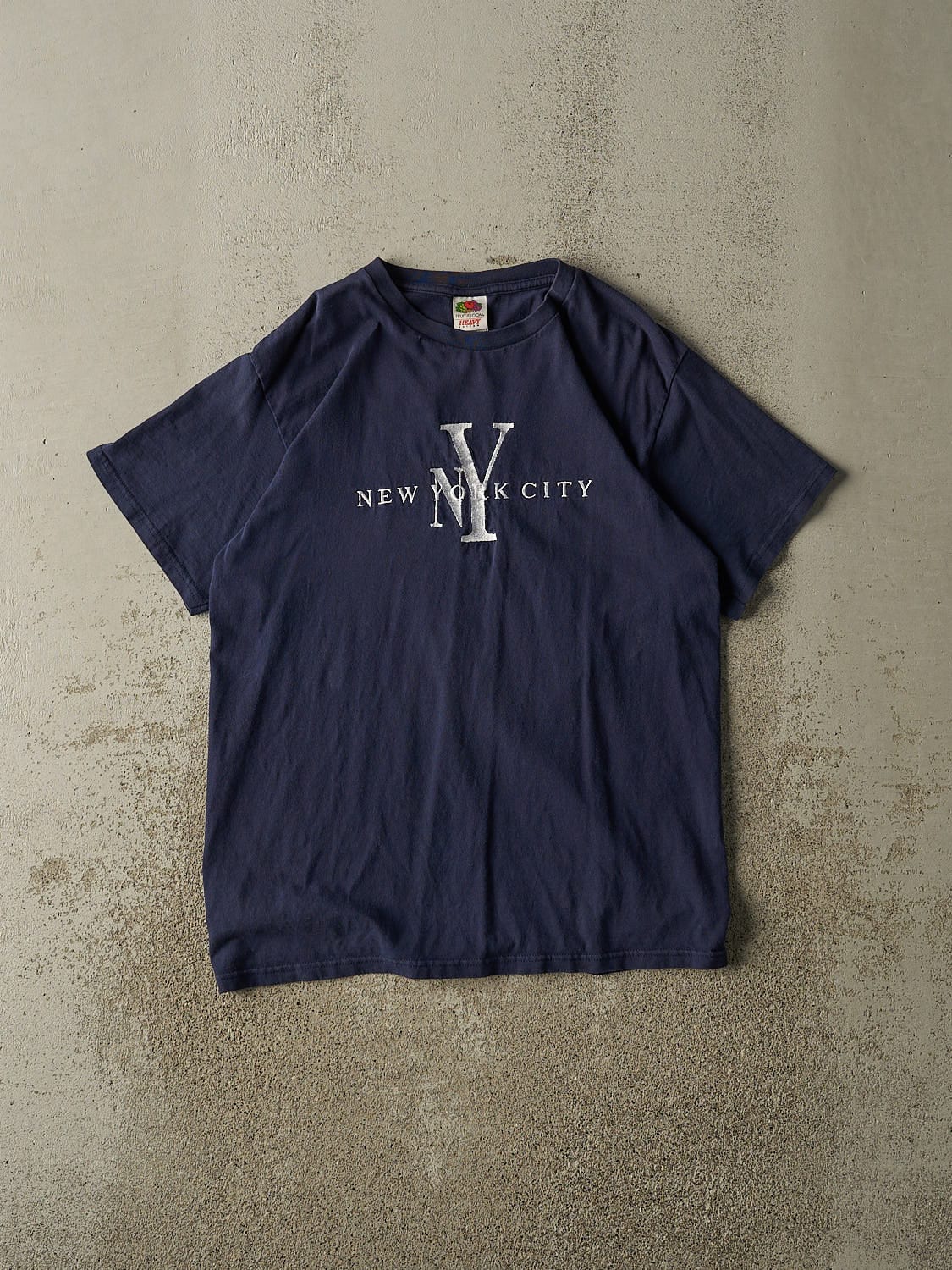 Vintage Y2K Navy Blue New York City Embroidered Tee (M/L)