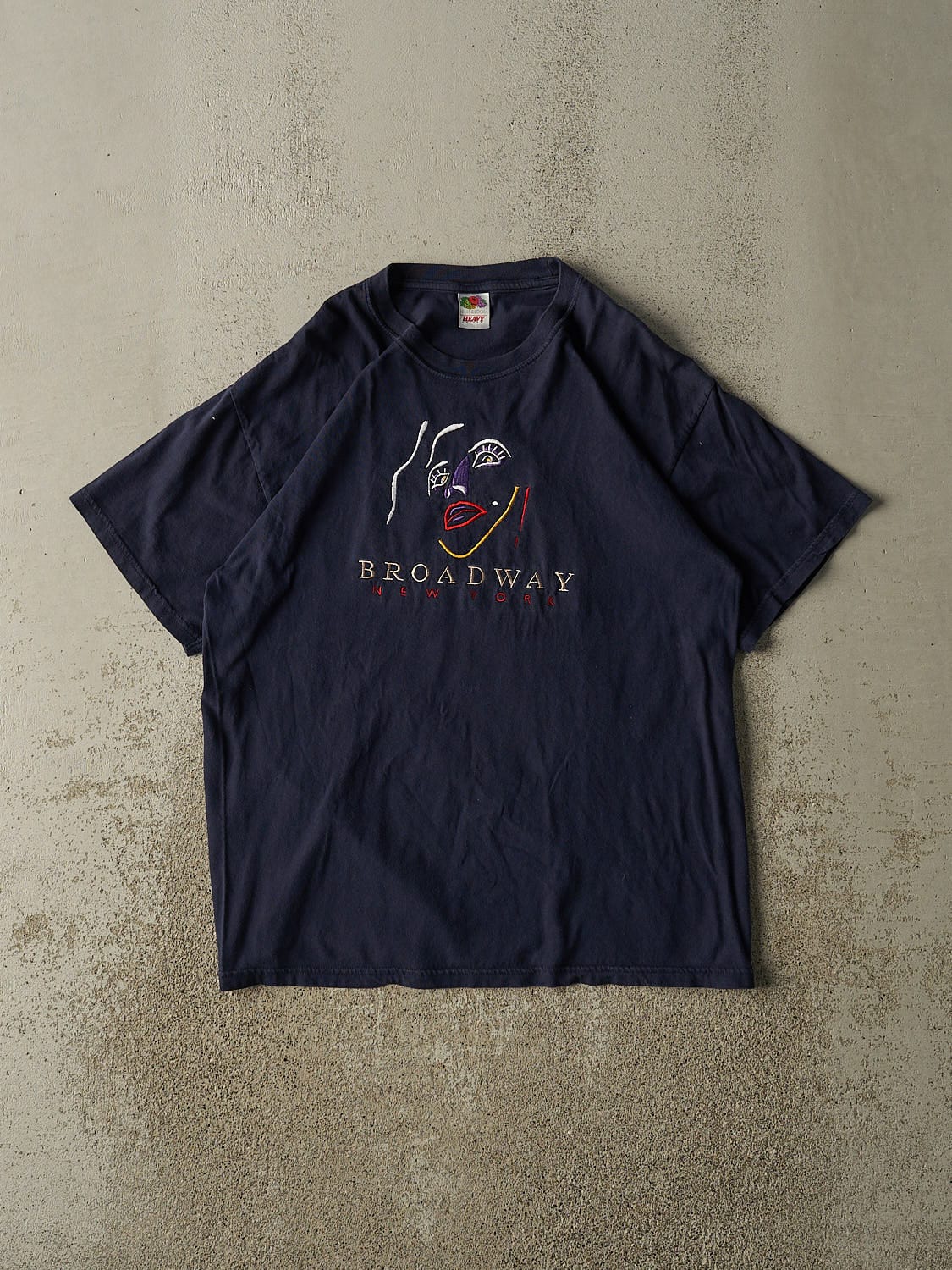 Vintage 90s Navy Blue New York Broadway Embroidered Tee (M/L)