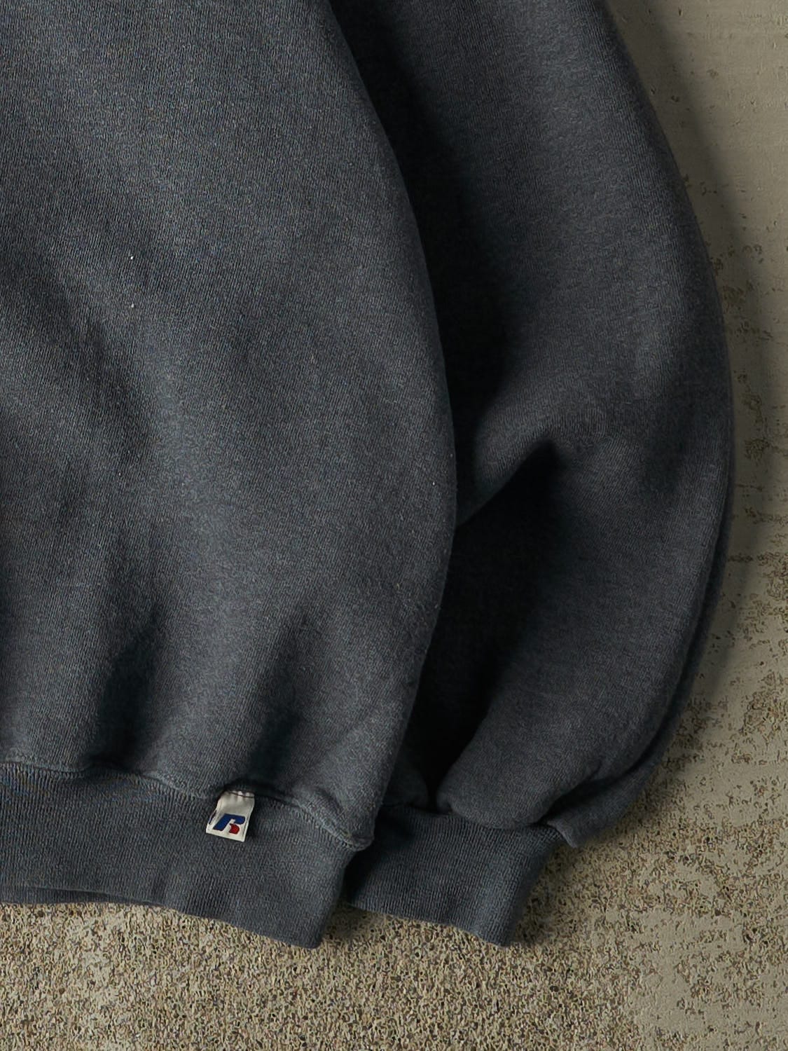 Vintage Y2K Charcoal Grey Russell Athletic Embroidered Crewneck (M)