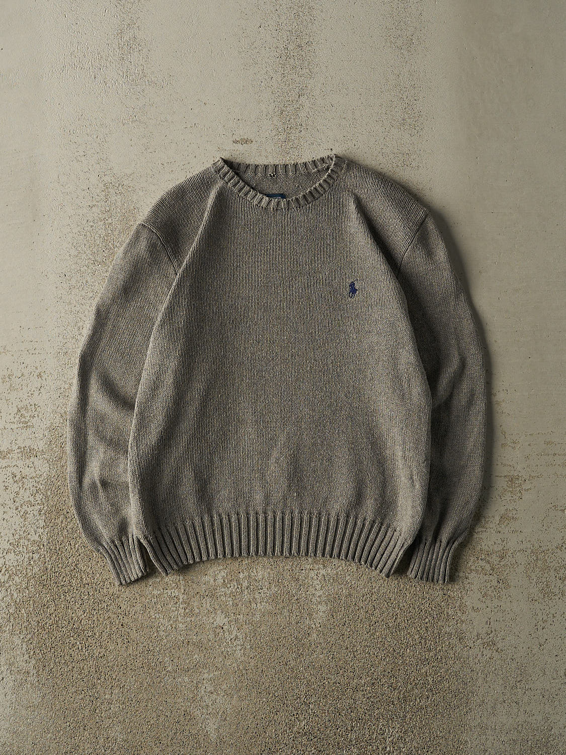 Vintage 90s Grey Polo Ralph Lauren Embroidered Knit (XS/S)