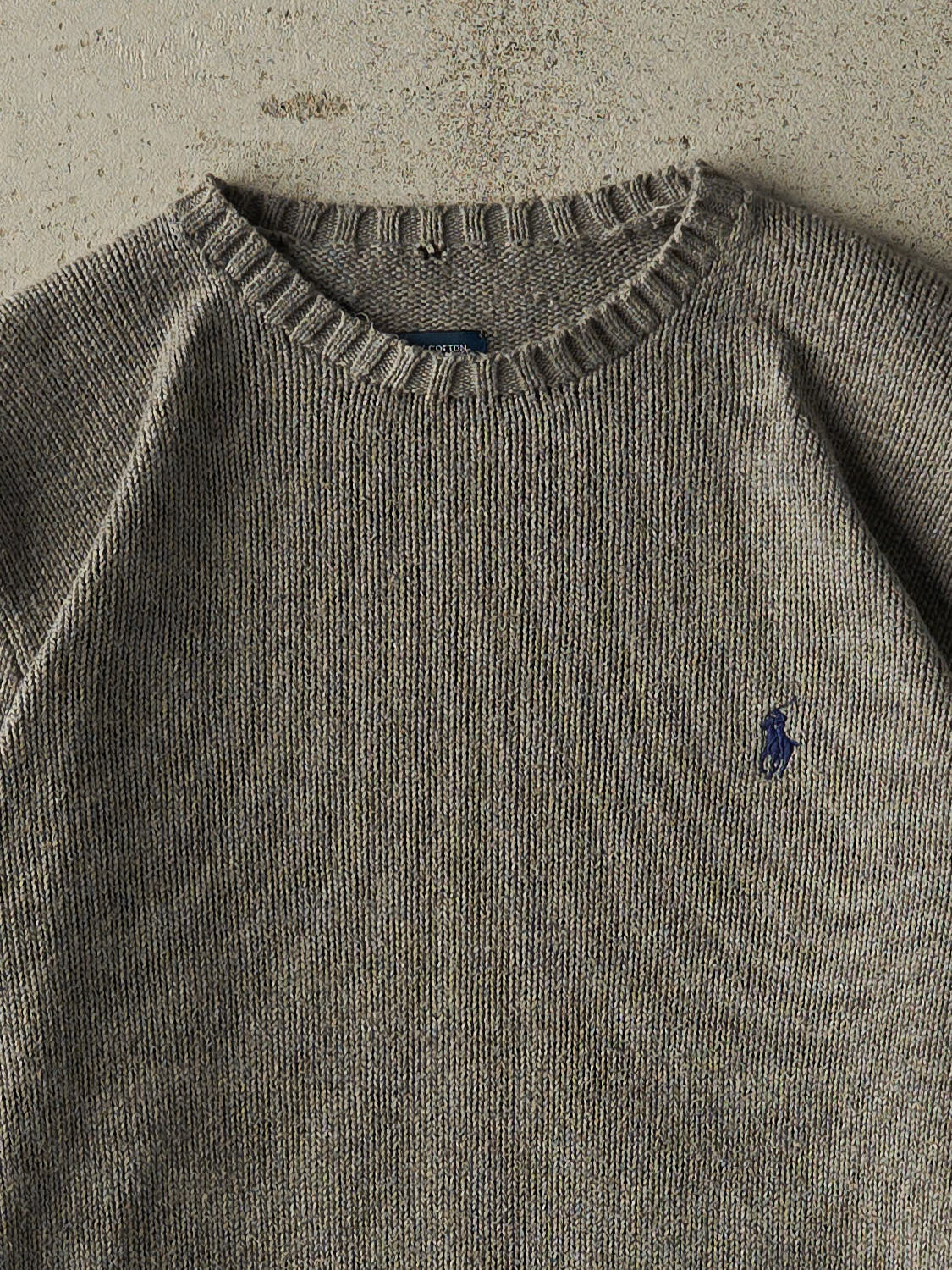Vintage 90s Grey Polo Ralph Lauren Embroidered Knit (XS/S)