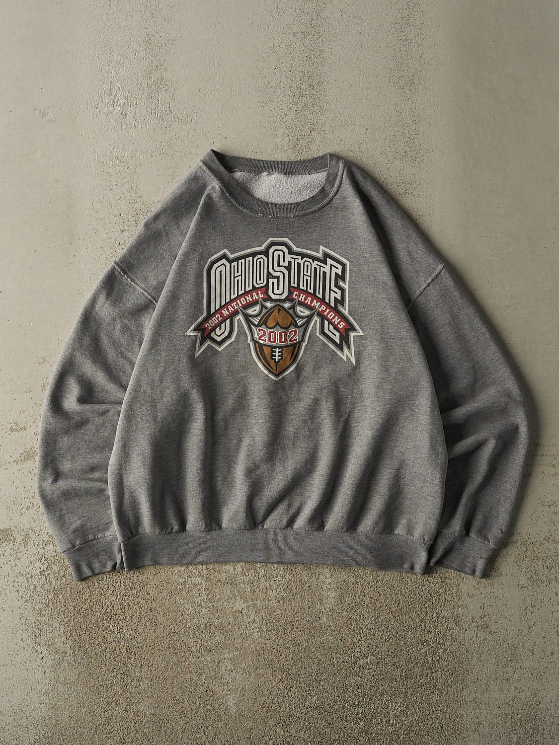 Vintage 02' Grey Ohio State University National Champions Crewneck (L/XL)