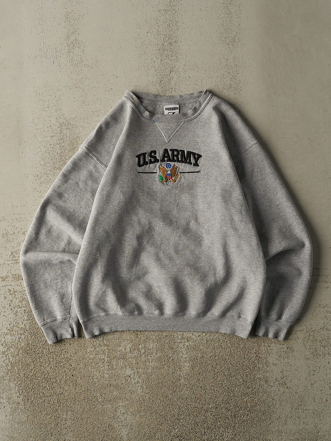 Vintage 90s Grey US Army Embroidered Crewneck (S/M)