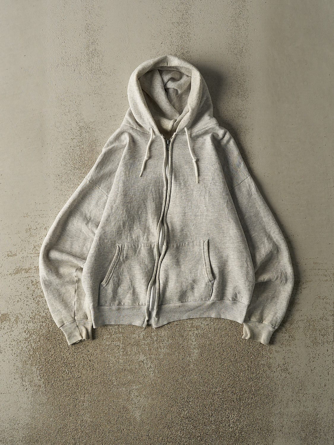 Vintage 90s Heather Grey Blank Zip Up Hoodie (XS)