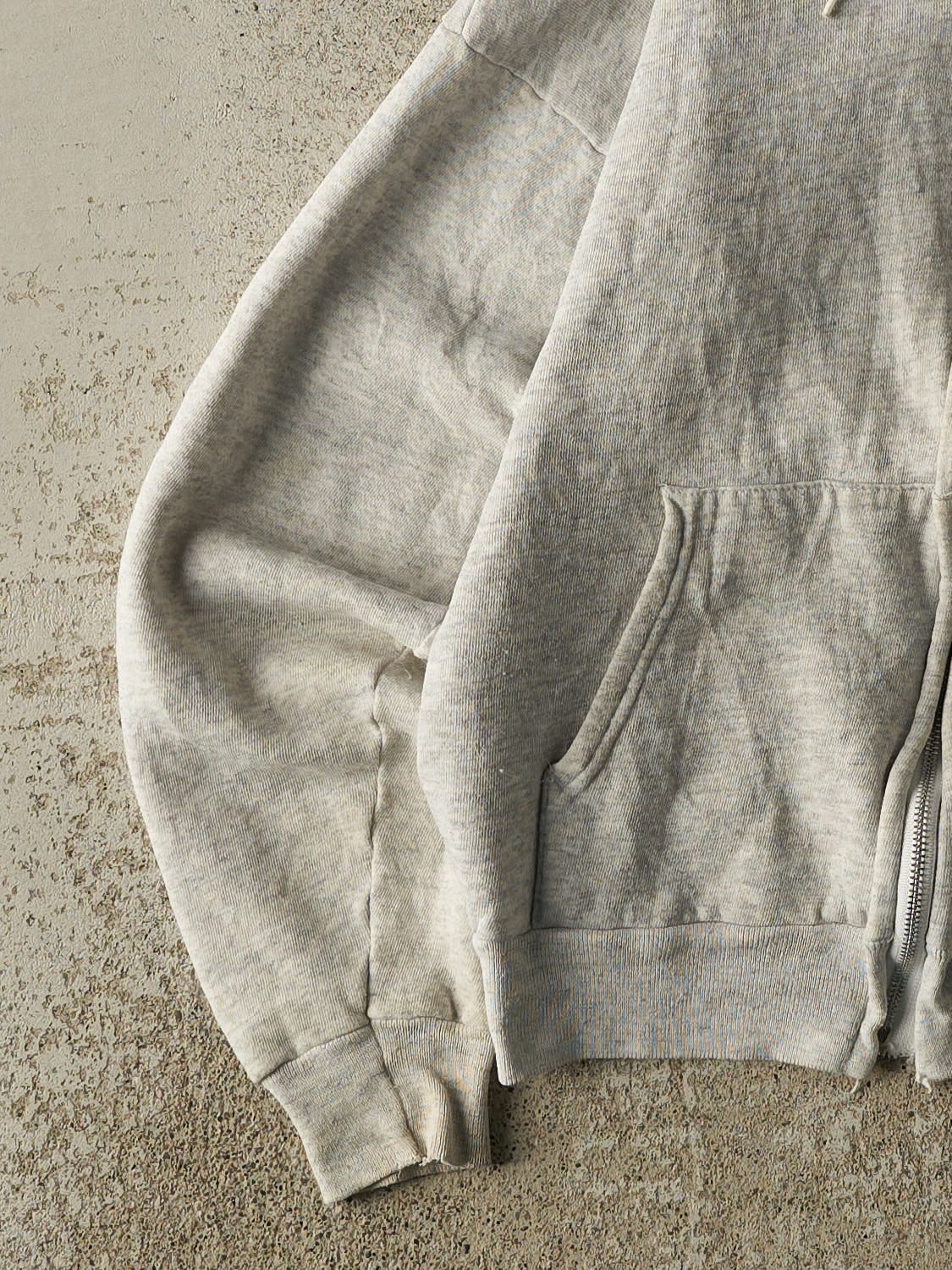 Vintage 90s Heather Grey Blank Zip Up Hoodie (XS)