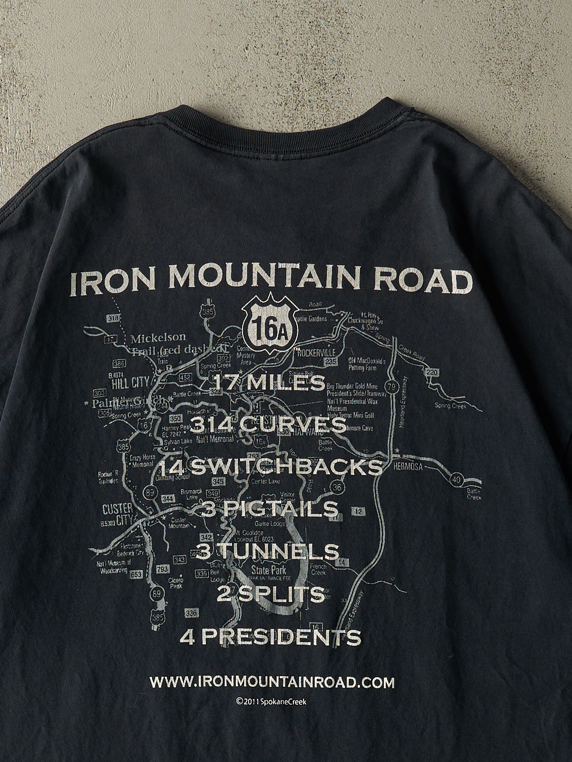 Vintage 11' Faded Black Iron Mountain Road Biker Tee (XL/XXL)