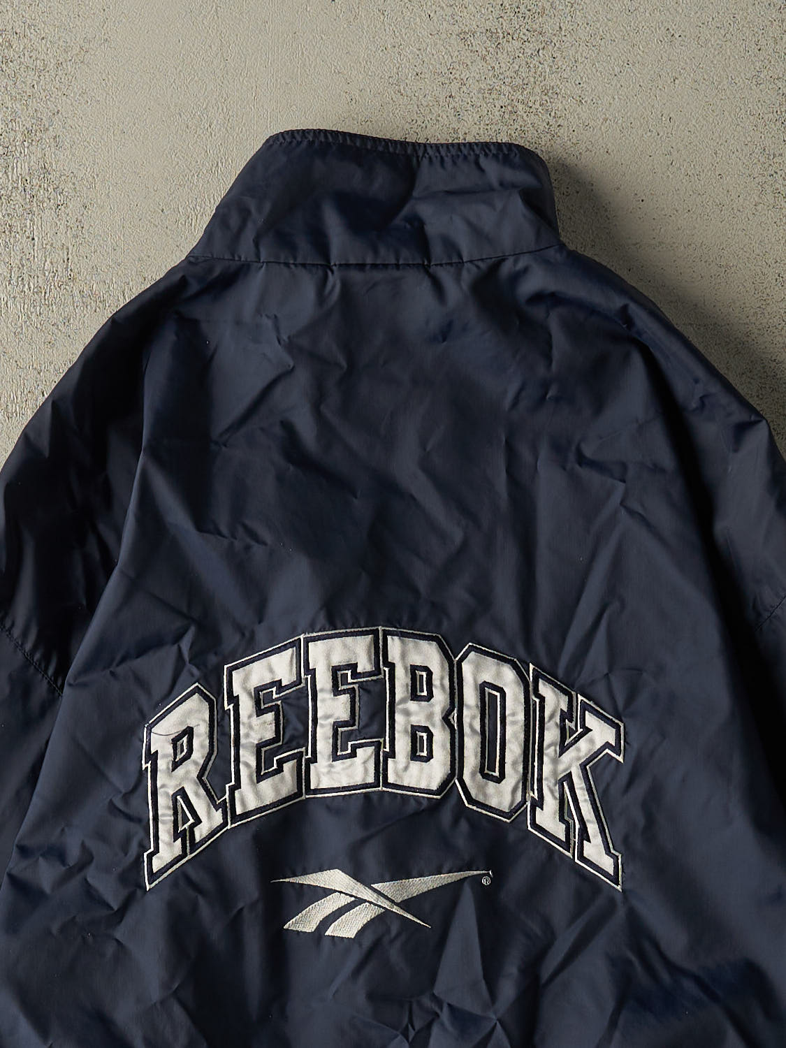 Vintage 90s Navy Blue Reebok Zip Up Windbreaker Jacket (L/XL)