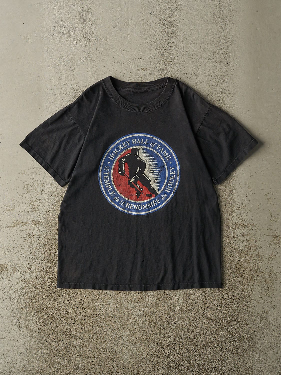 Vintage 90s Black Hockey Hall Of Fame Tee (S/M)