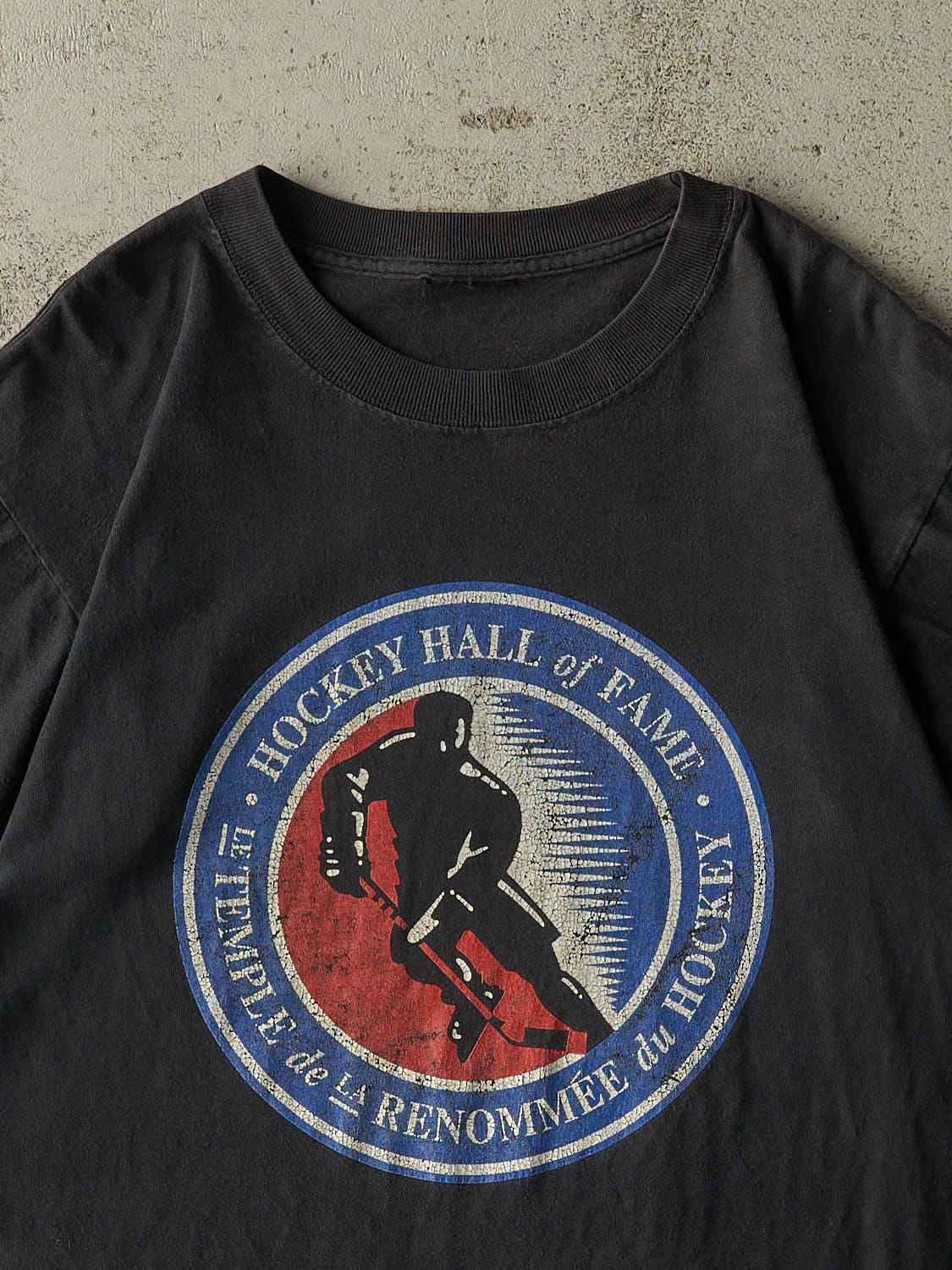 Vintage 90s Black Hockey Hall Of Fame Tee (S/M)