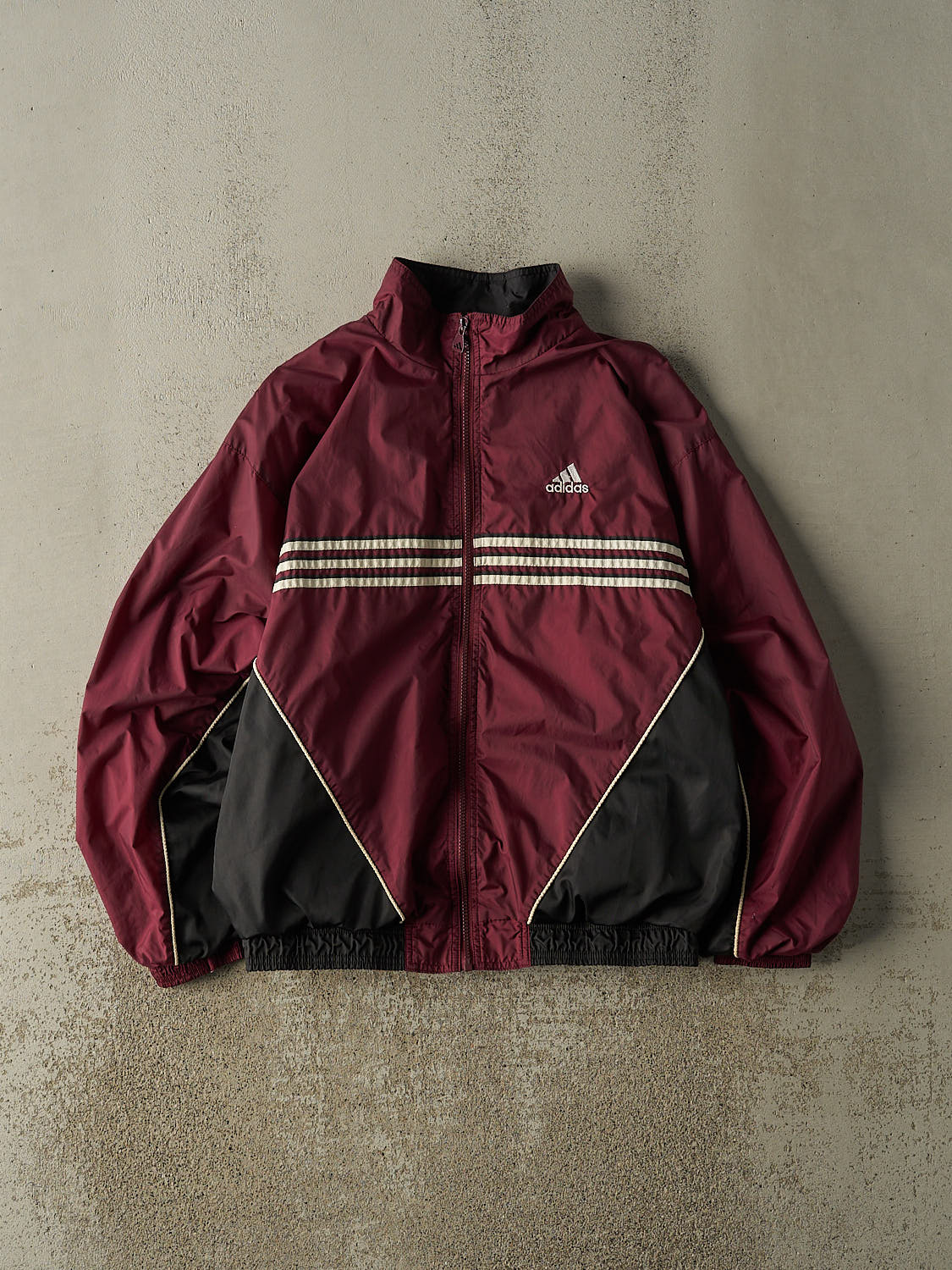 Vintage Y2K Burgundy Adidas Windbreaker Jacket (M)
