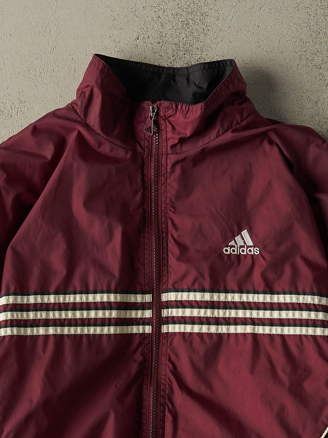 Vintage Y2K Burgundy Adidas Windbreaker Jacket (M)