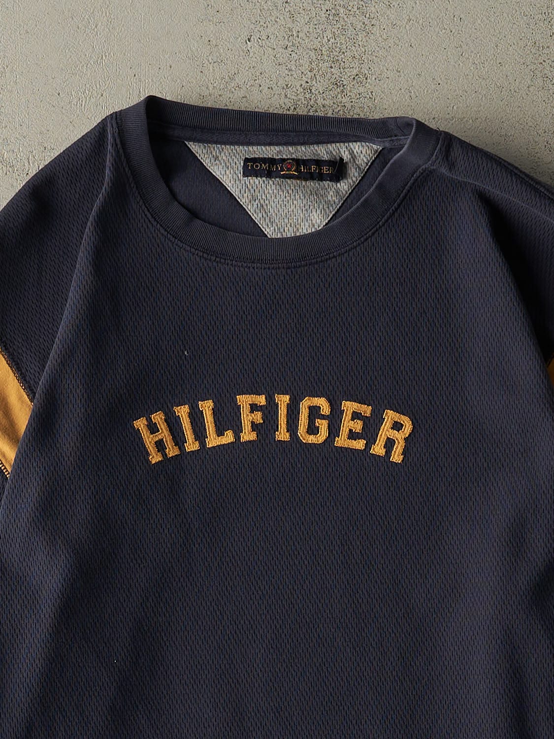 Vintage Y2K Navy Blue Tommy Hilfiger Embroidered Long Sleeve (L/XL)