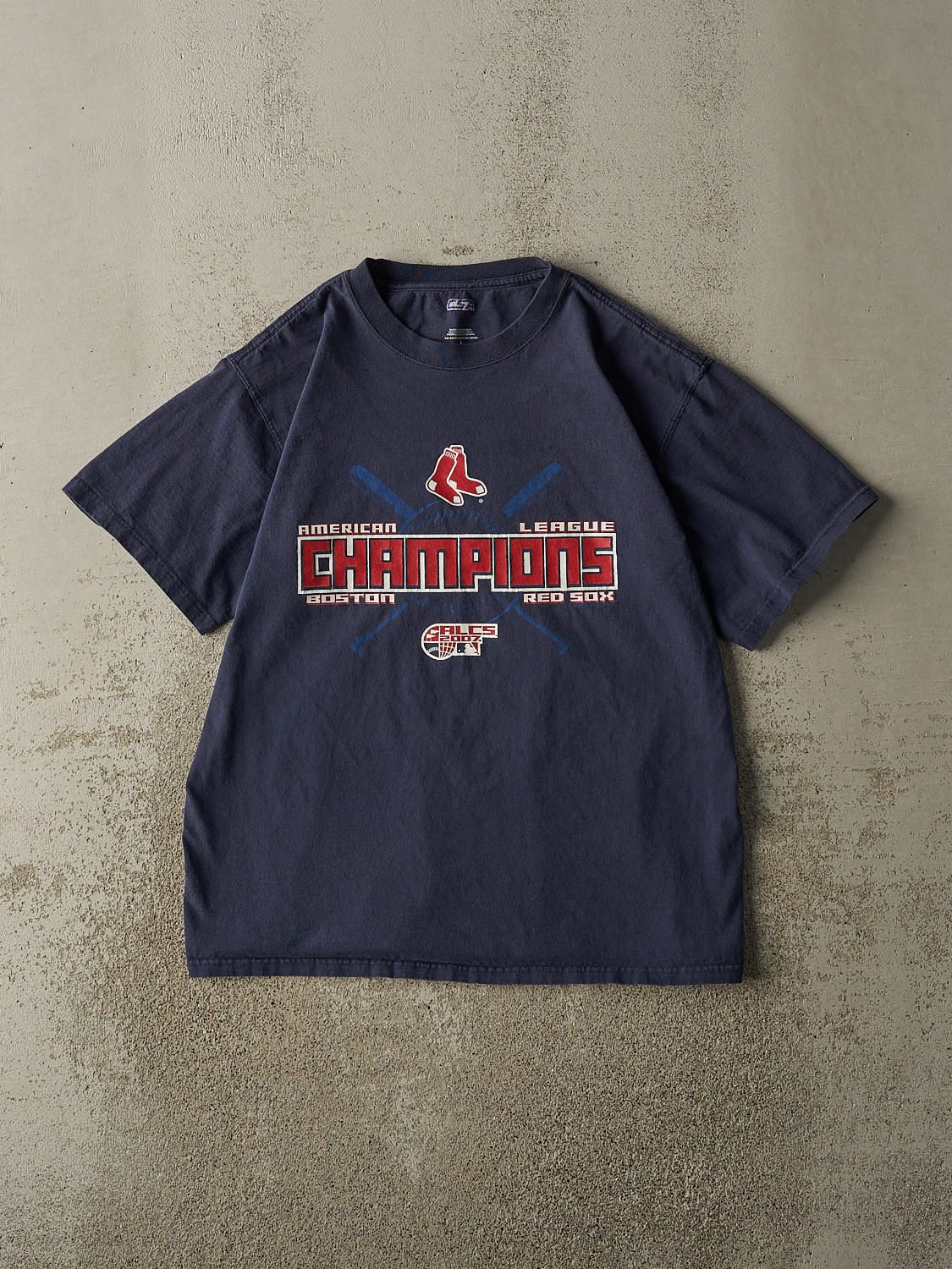Vintage 07' Navy Blue Boston Red Sox AL Champions Tee (L)