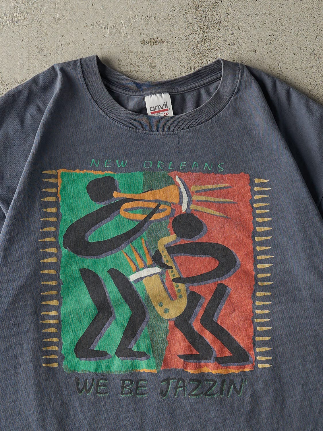 Vintage 90s Slate Blue New Orleans Jazz Tee (XL)