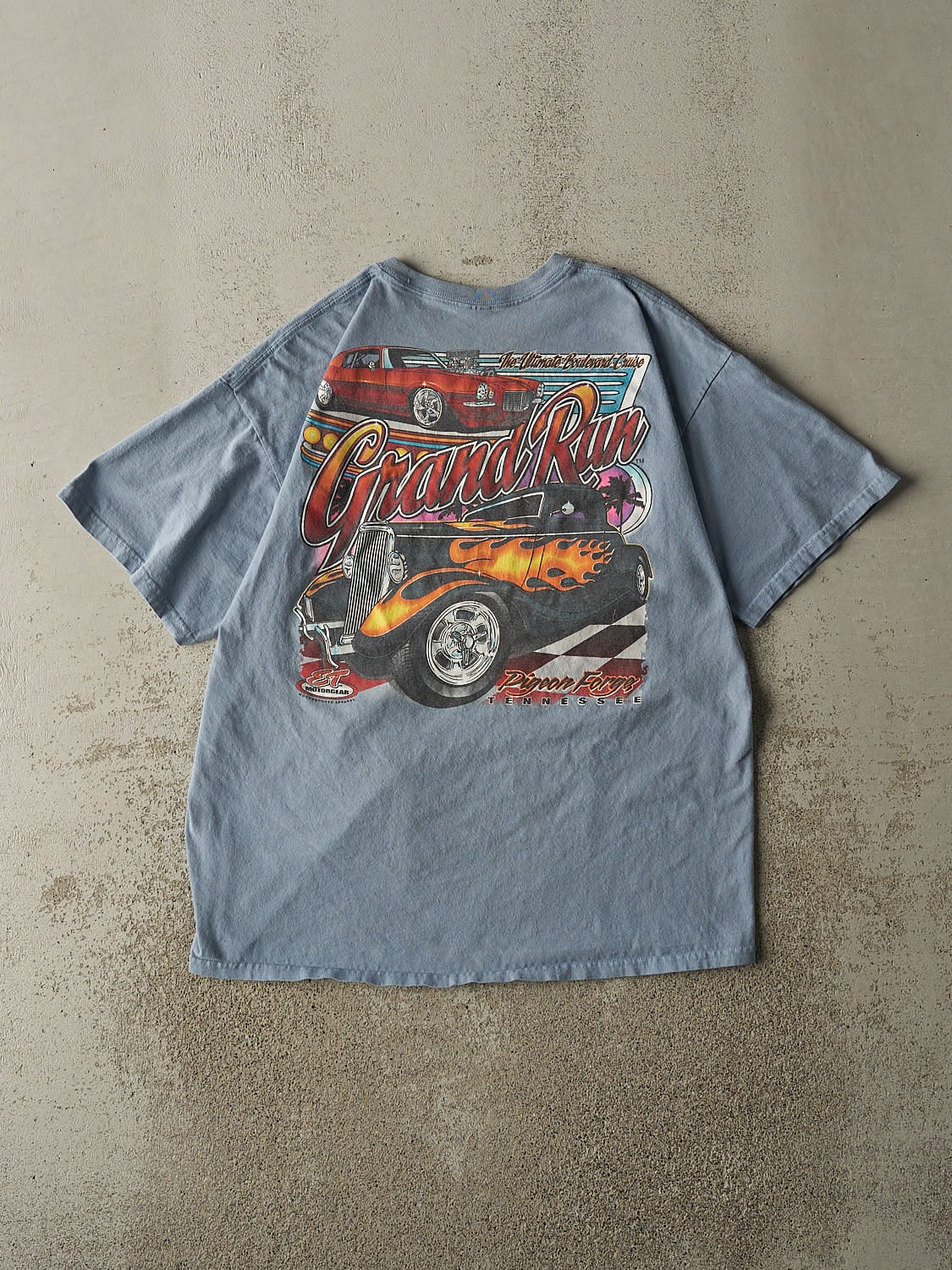 Vintage Y2K Baby Blue Grand Run Racing Tee (L)