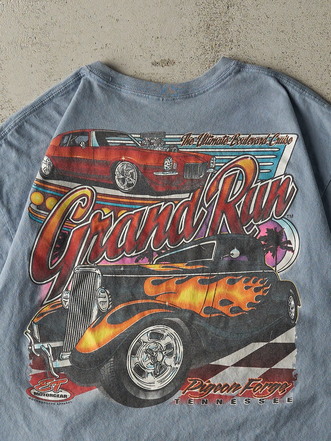 Vintage Y2K Baby Blue Grand Run Racing Tee (L)