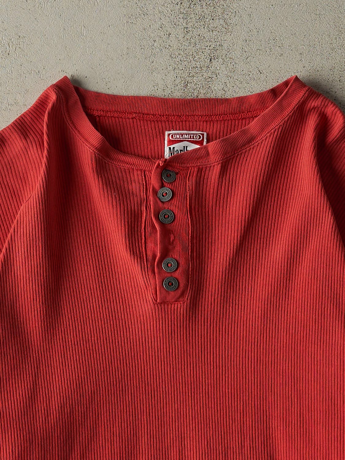 Vintage 90s Red Marlboro Quarter Button Long Sleeve (L/XL)