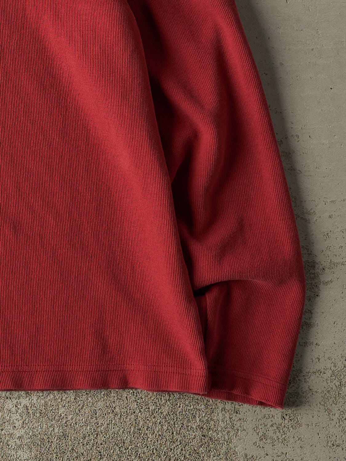 Vintage Y2K Red & Black Embroidered Striped Thermal Long Sleeve (M/L)