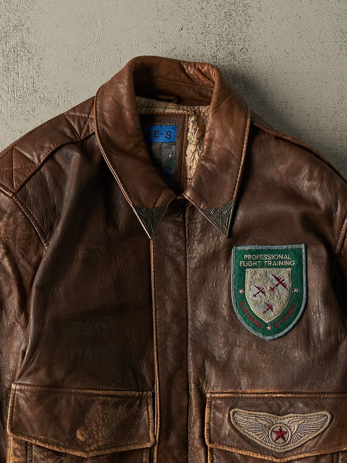Vintage 80s Brown Leather Aviator Bomber Jacket (S/M)