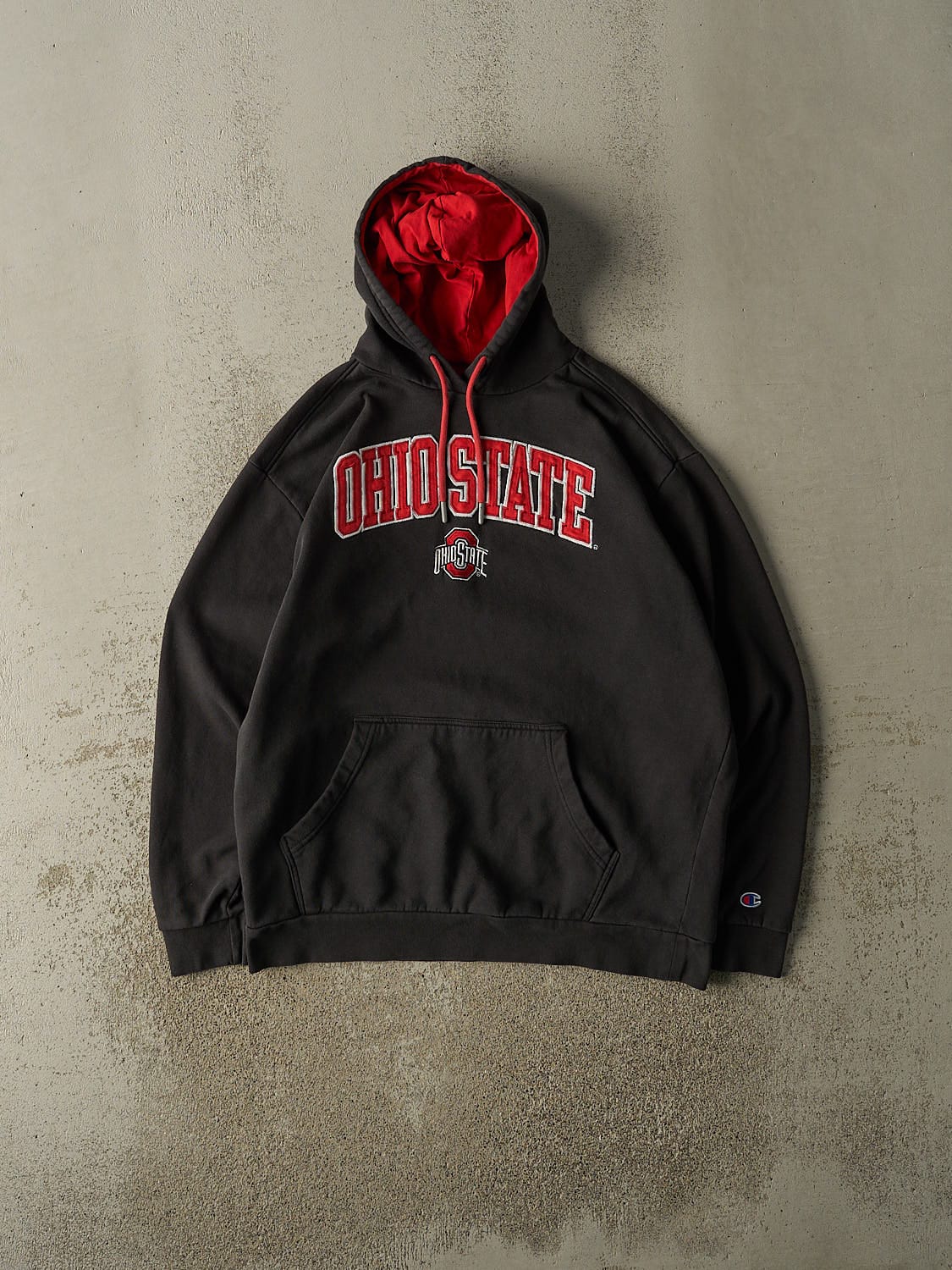 Vintage Y2K Black Champion Ohio State University Embroidered Hoodie (L)