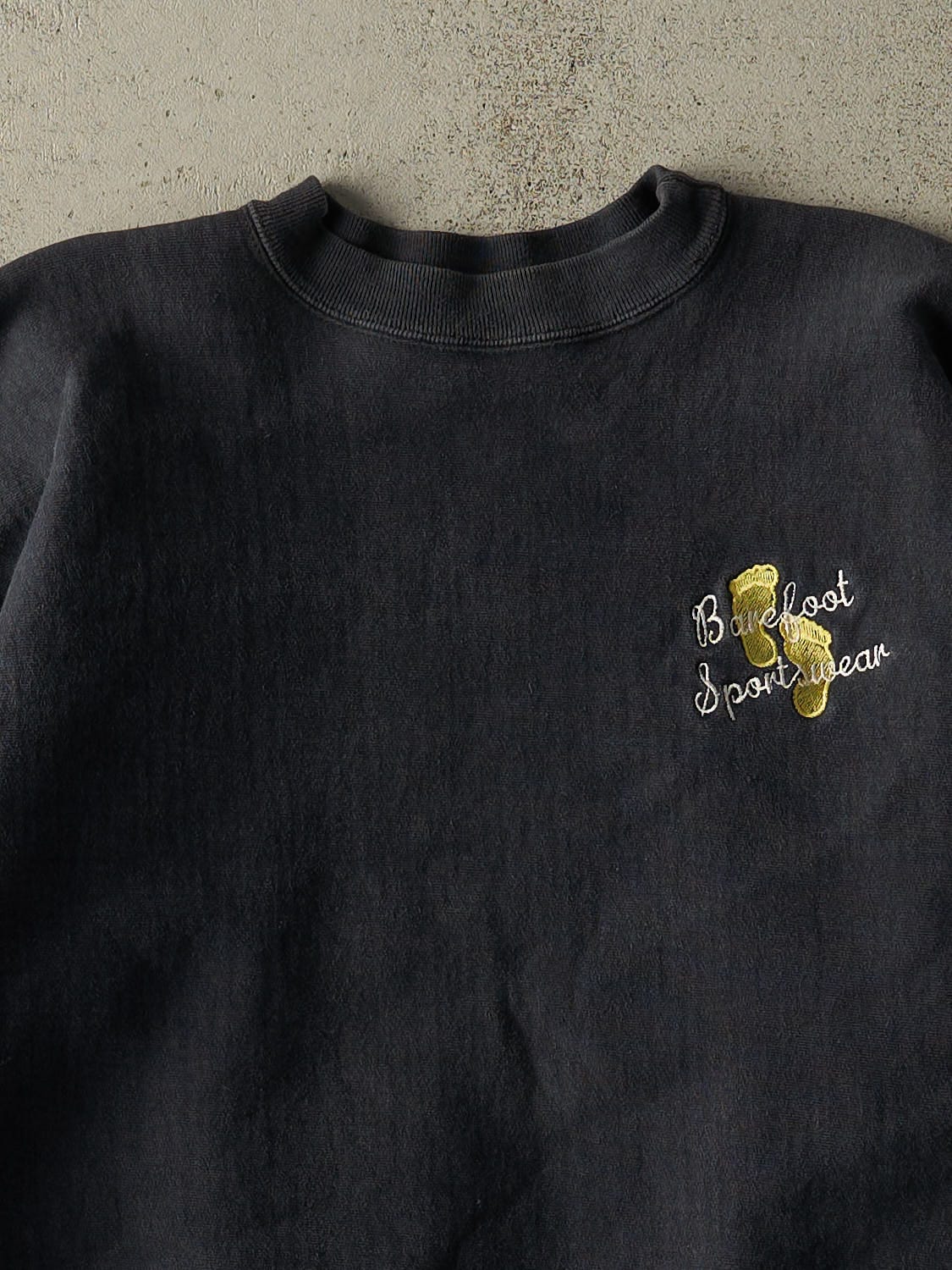Vintage 80s Faded Black Barefoot Sportswear Crewneck (L)
